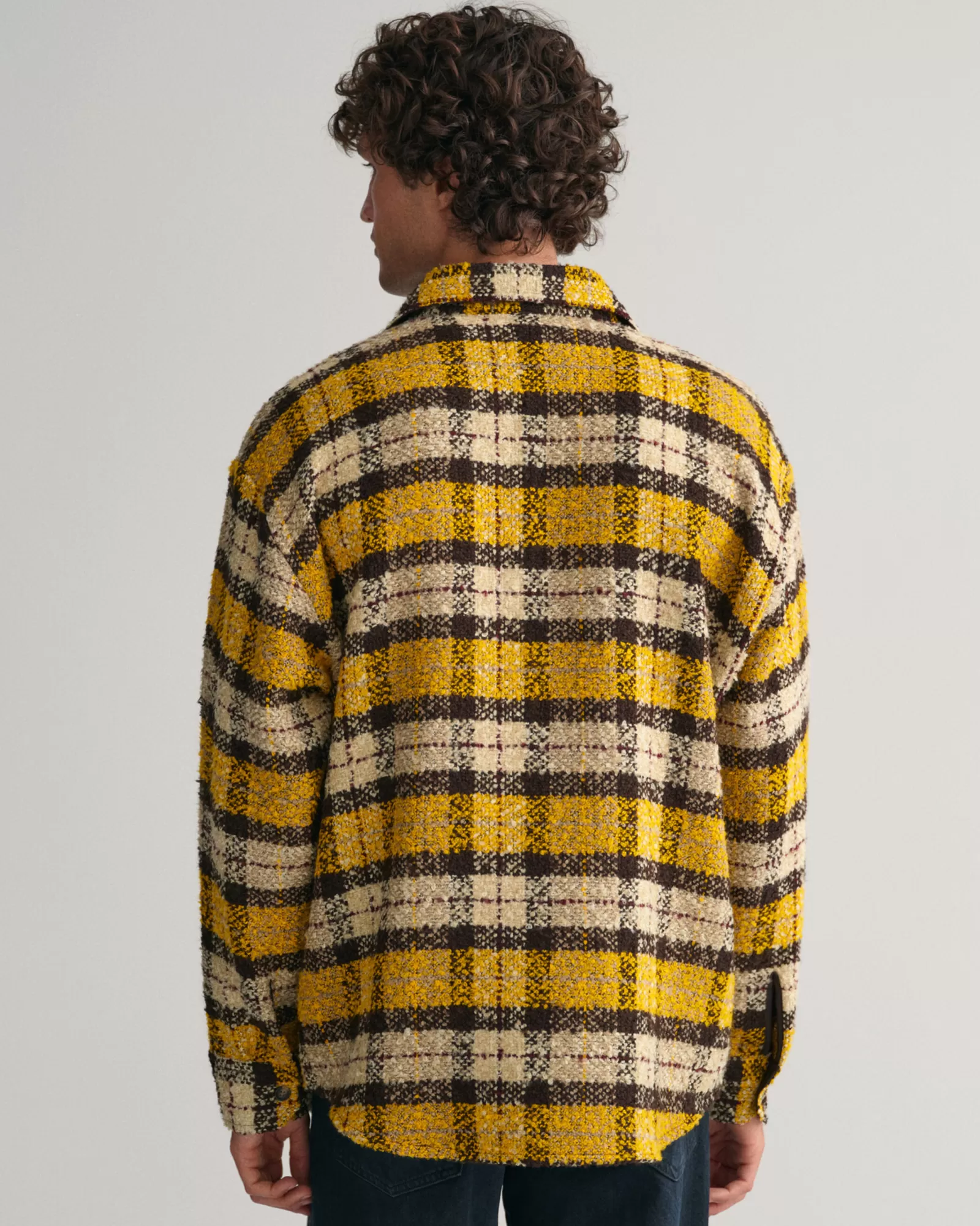 Men GANT Shirts*Oversized Bouclé Checked Shirt SUNFLOWER YELLOW