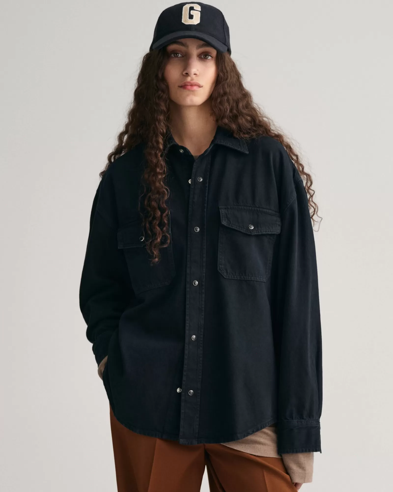 Women GANT Shirts*Oversized Denim Shirt BLACK WORN IN