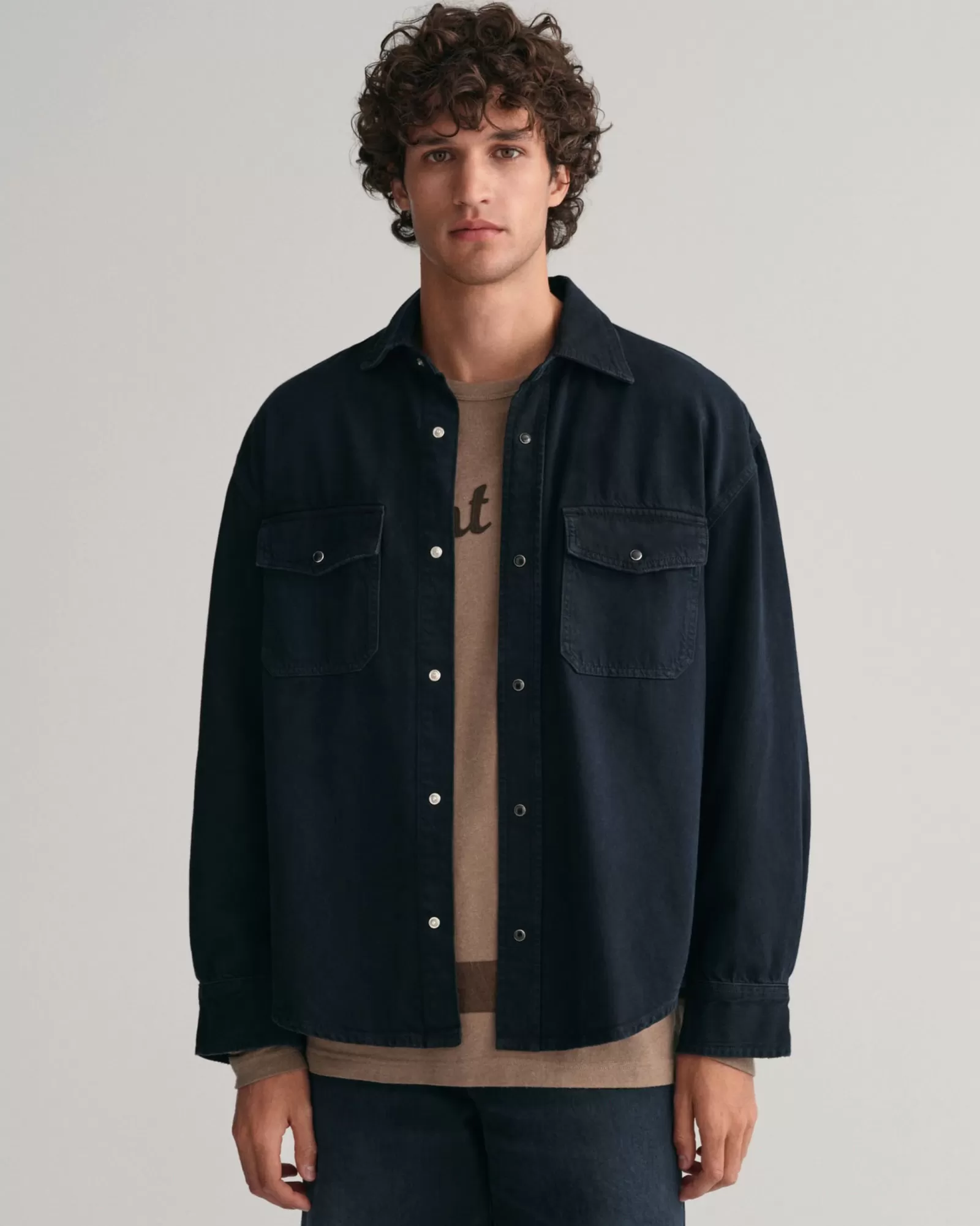 Men GANT Shirts*Oversized Denim Shirt BLACK WORN IN