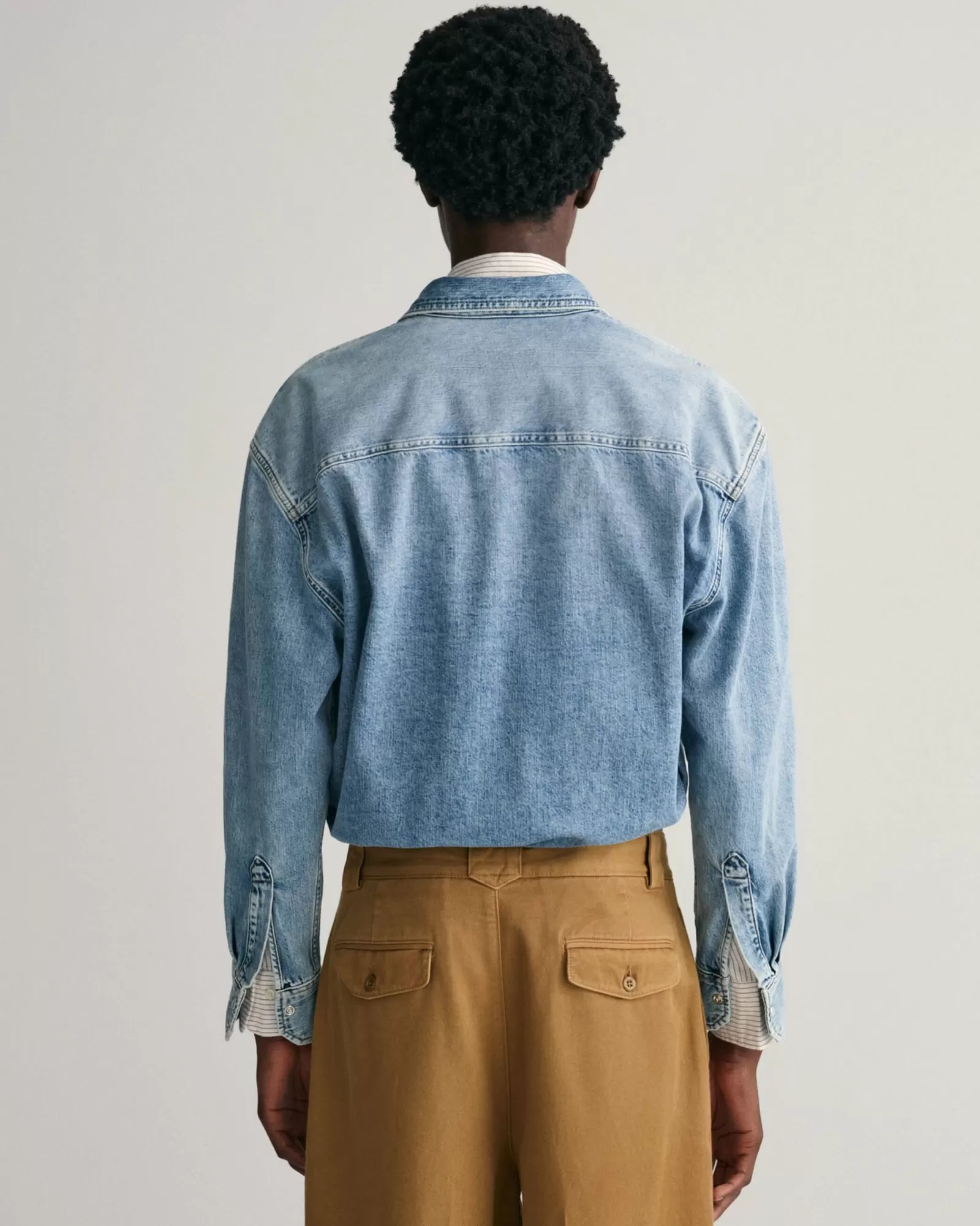 Men GANT Shirts*Oversized Denim Shirt LIGHT BLUE WORN IN