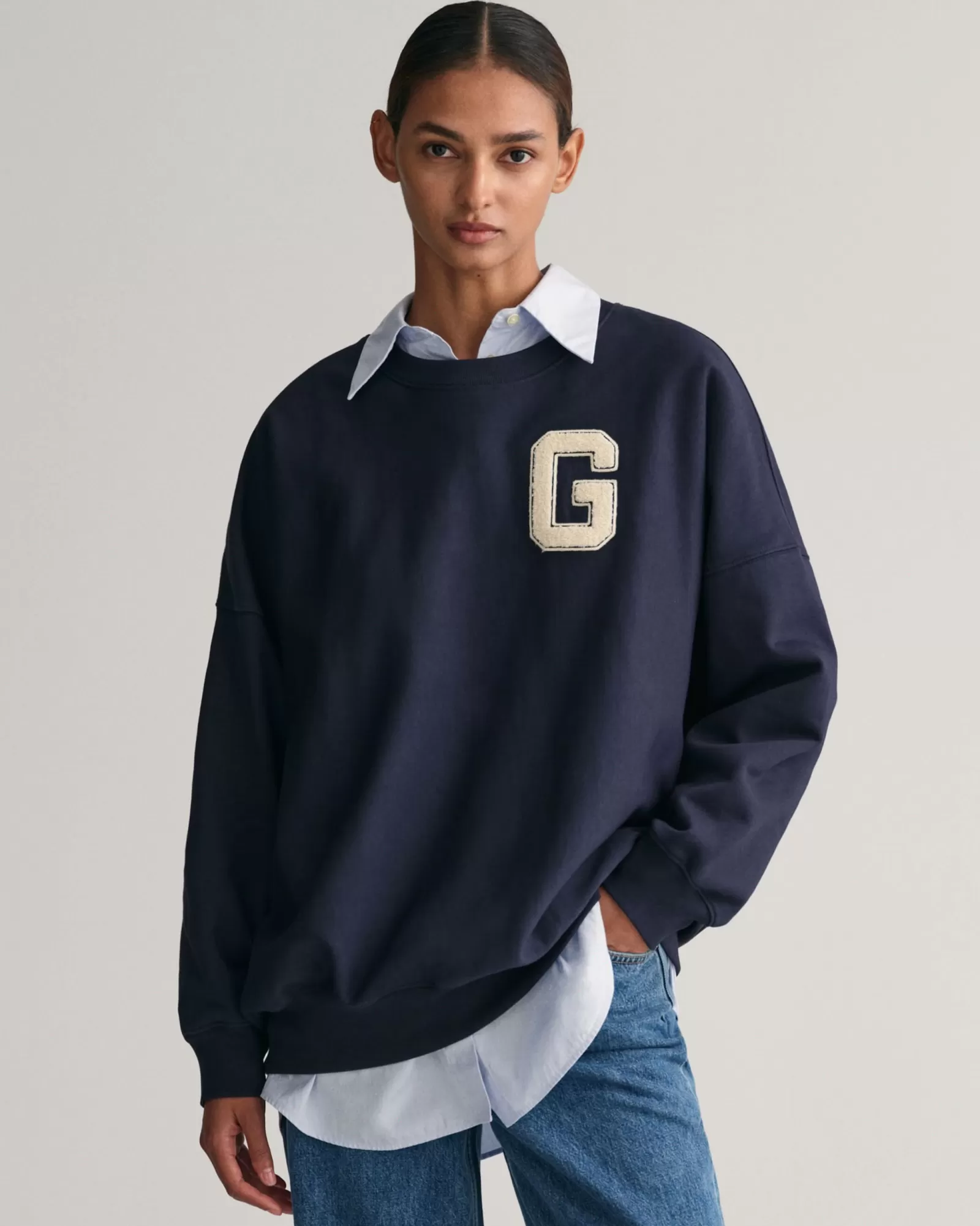 Women GANT Sweatshirts & Hoodies*Oversized G Crew Neck Sweatshirt EVENING BLUE