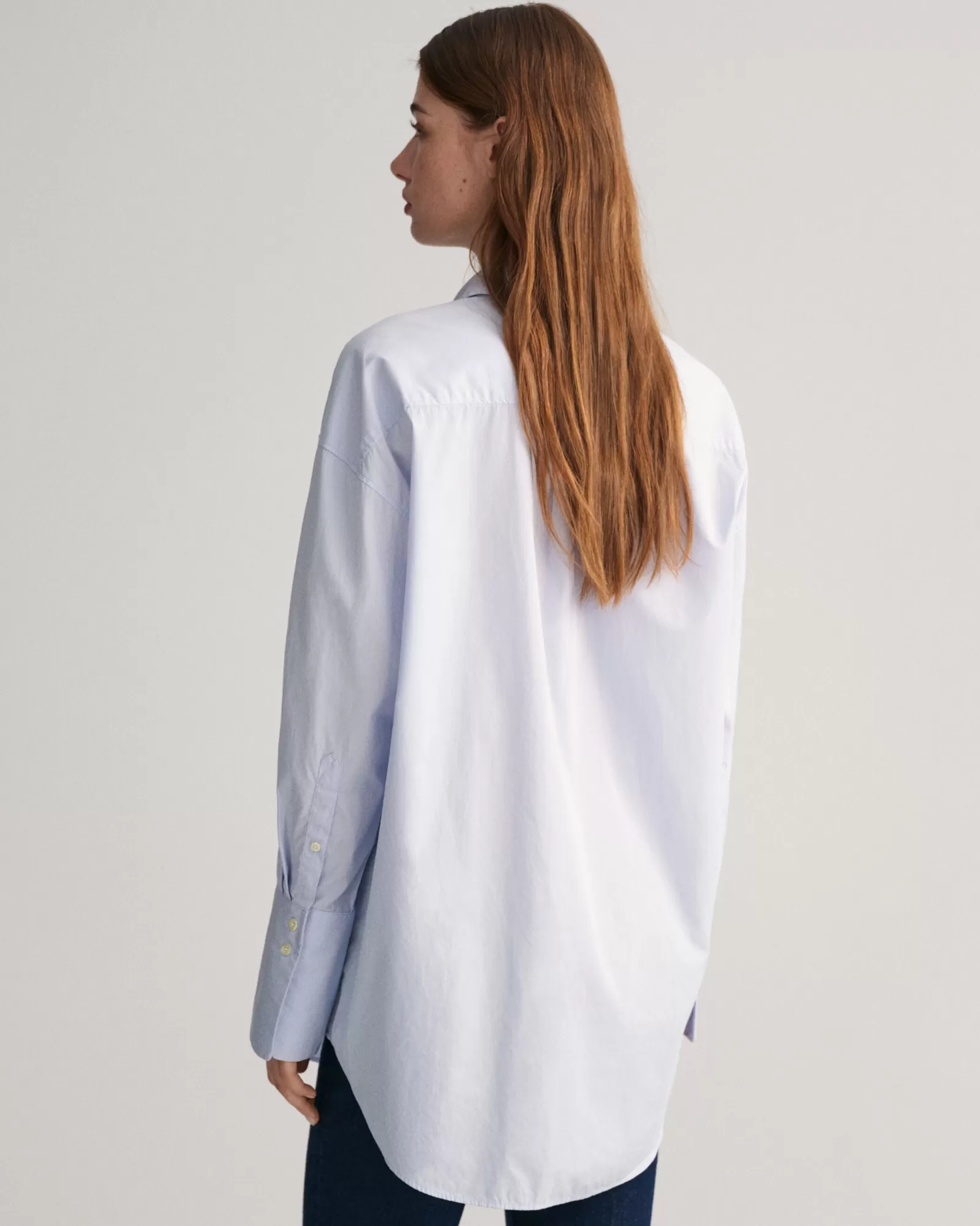 Women GANT Shirts*Oversized High Cuffs Poplin Shirt LIGHT BLUE