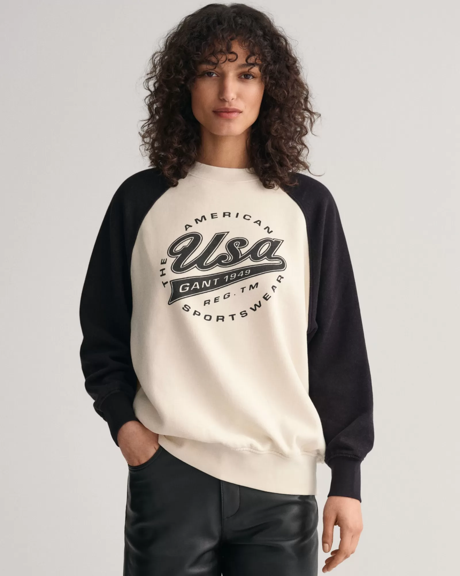 Women GANT Sweatshirts & Hoodies*Oversized Logo Color Block Sweatshirt LINEN