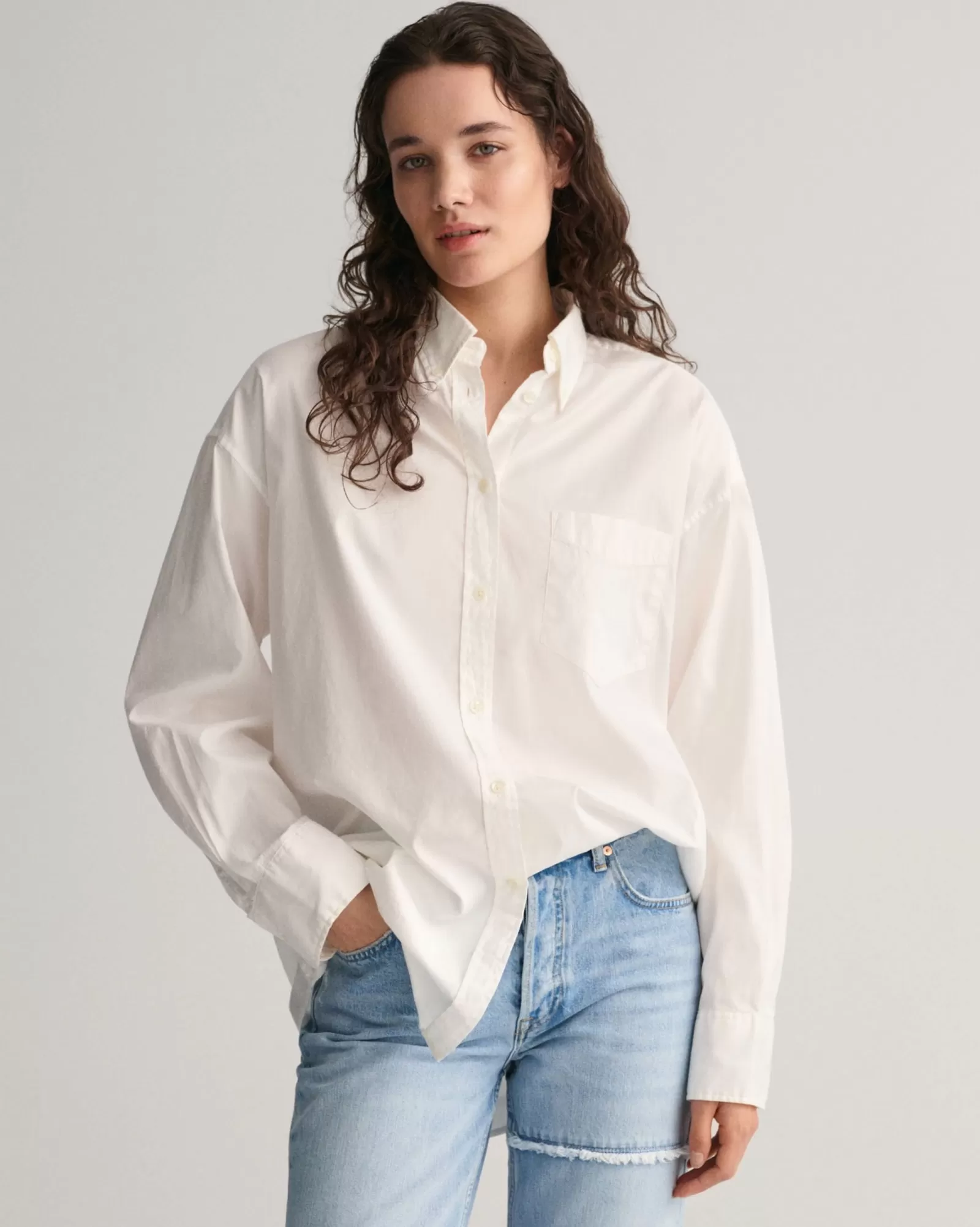 Women GANT Shirts*Oversized Oxford Shirt EGGSHELL