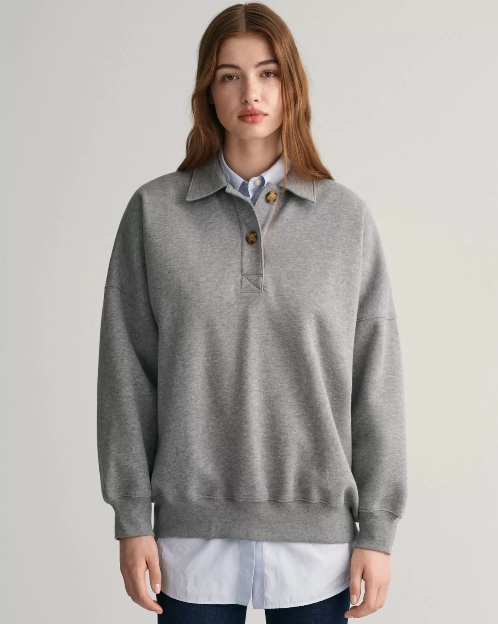 Women GANT Polos & Ruggers*Oversized Rugger GREY MELANGE