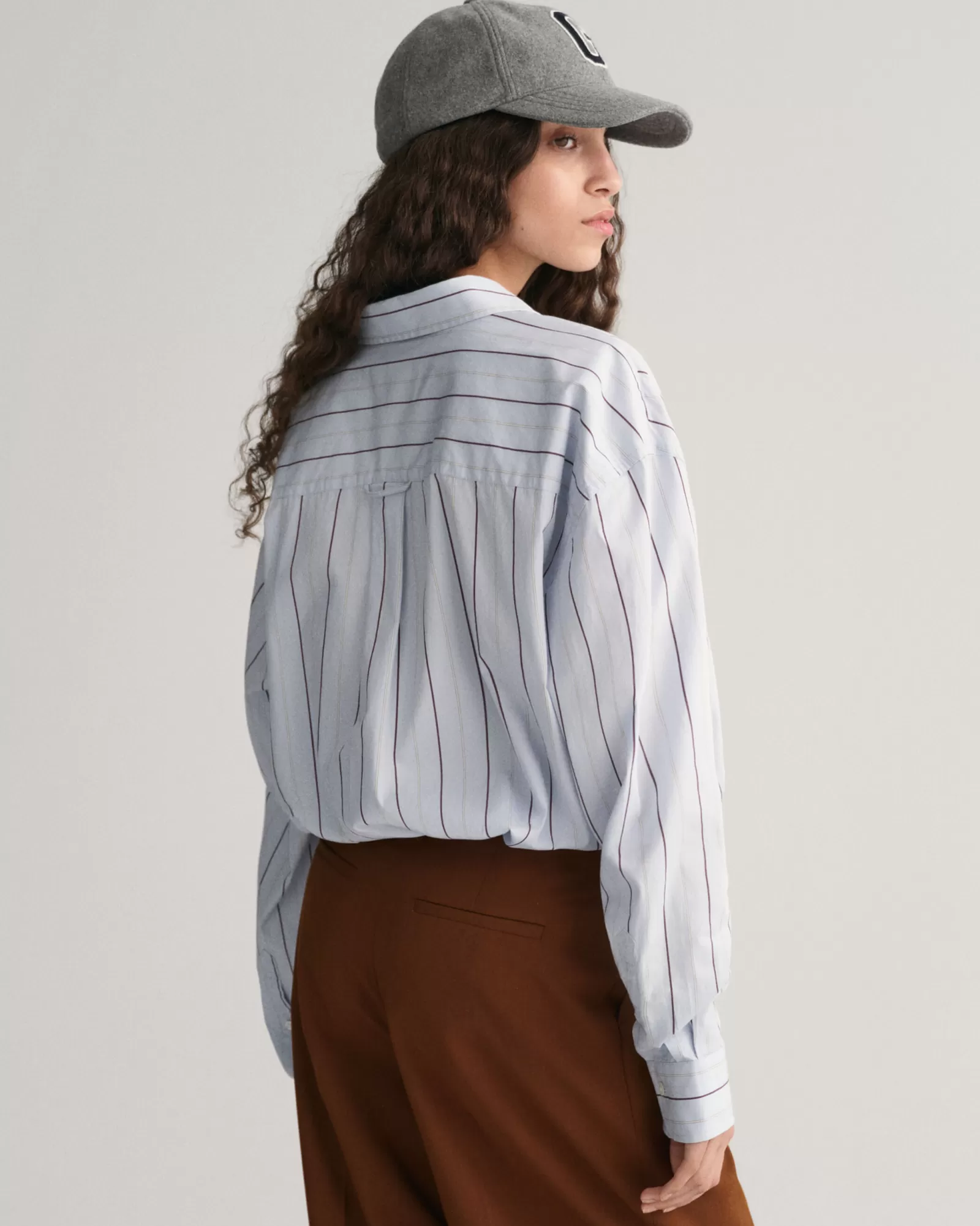 Women GANT Shirts*Oversized Striped Compact Poplin Shirt LIGHT BLUE