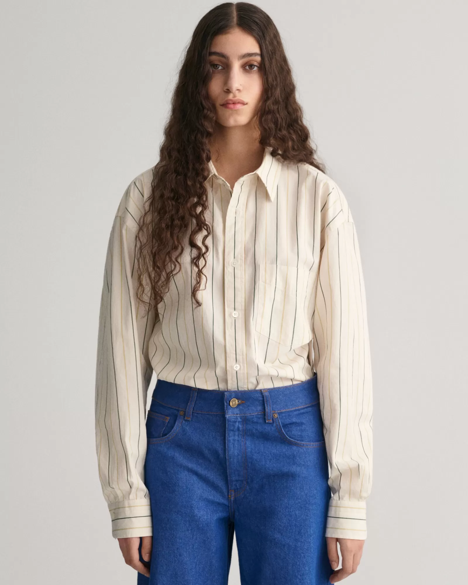 Women GANT Shirts*Oversized Striped Compact Poplin Shirt LINEN