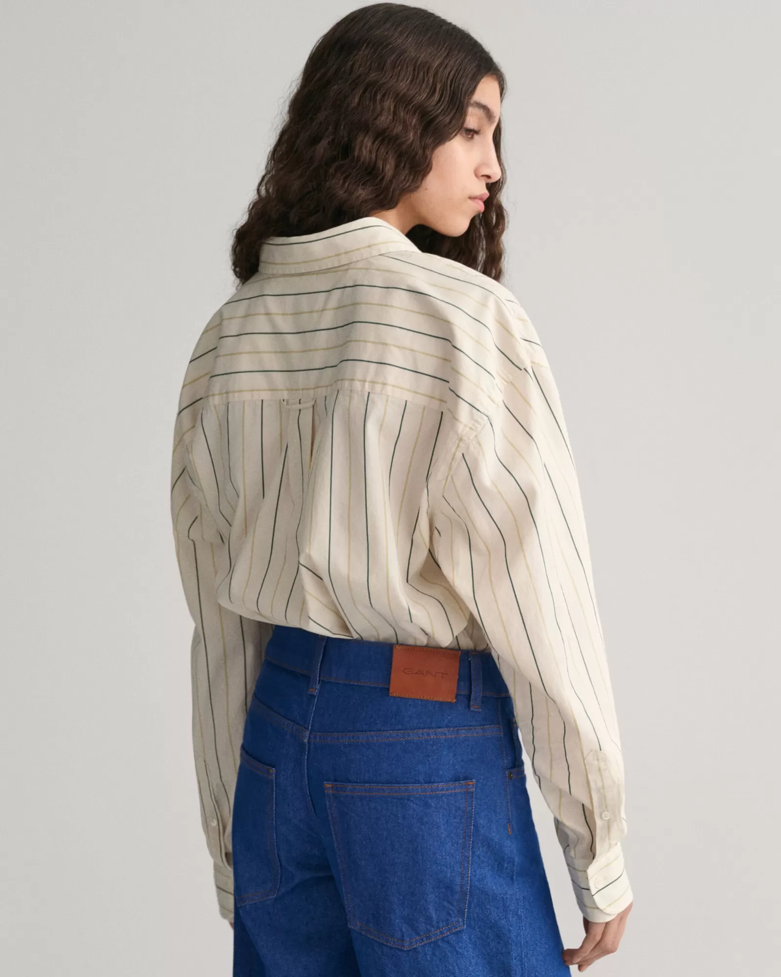 Women GANT Shirts*Oversized Striped Compact Poplin Shirt LINEN