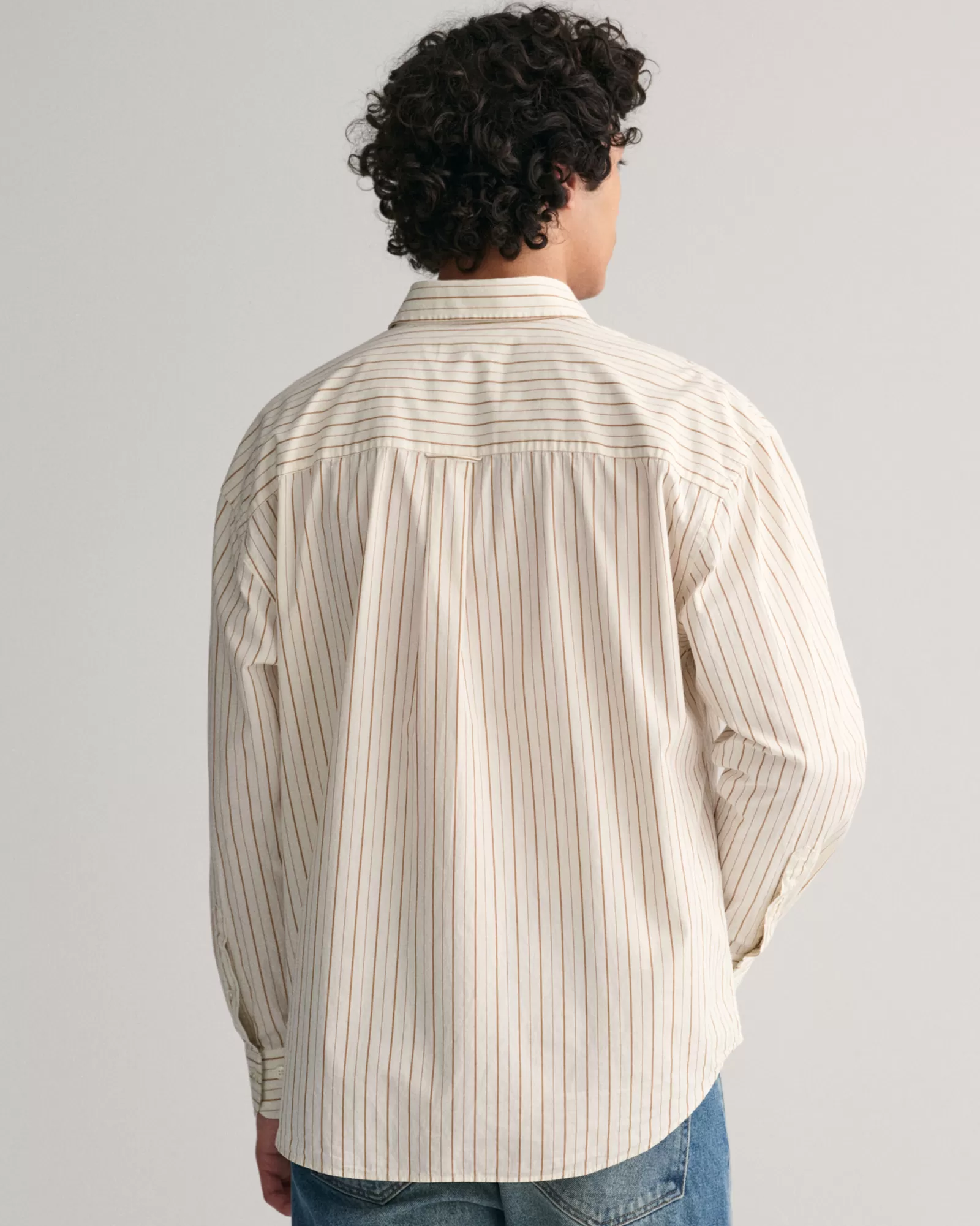 Men GANT Shirts*Oversized Striped Poplin Shirt EGGSHELL