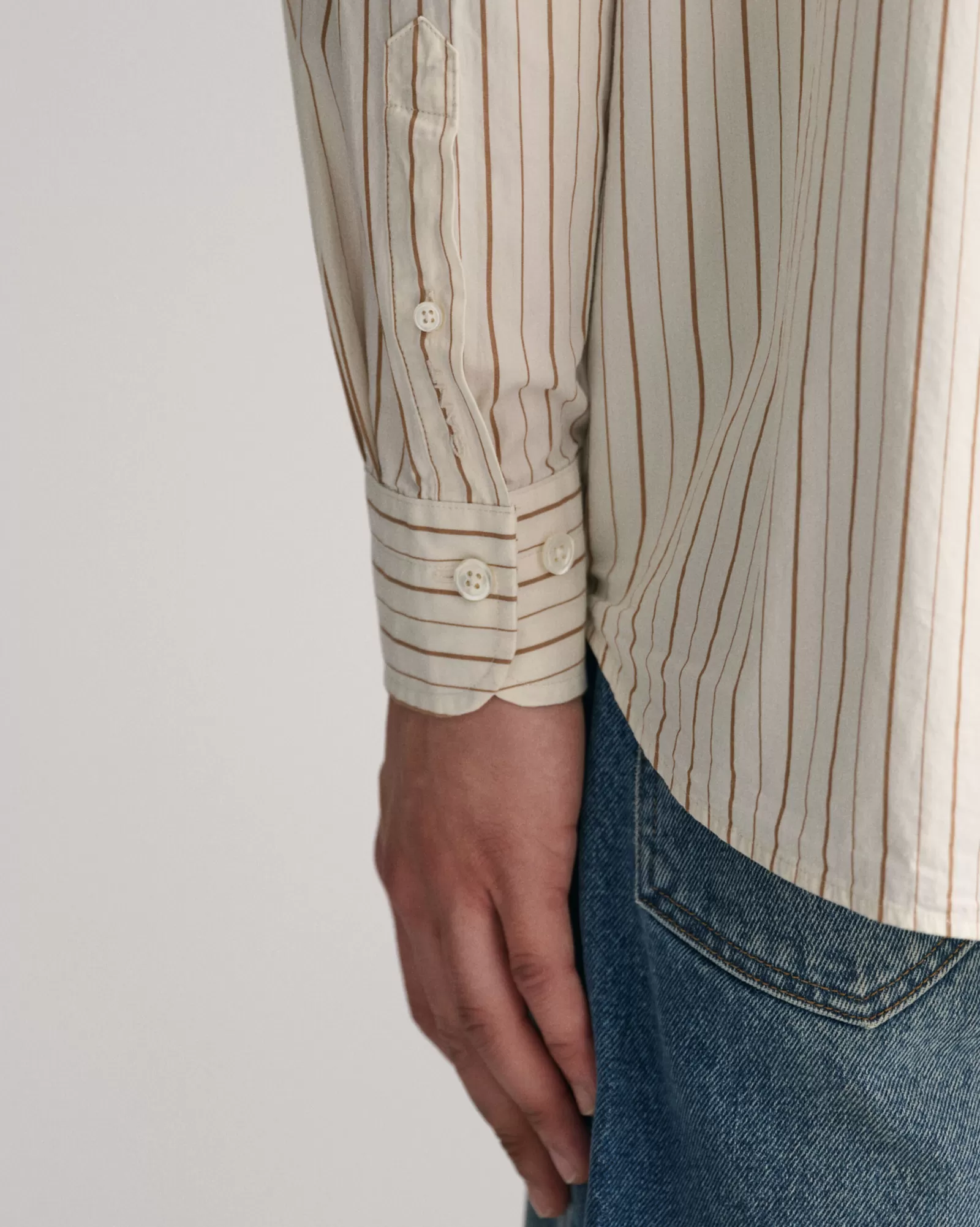 Men GANT Shirts*Oversized Striped Poplin Shirt EGGSHELL