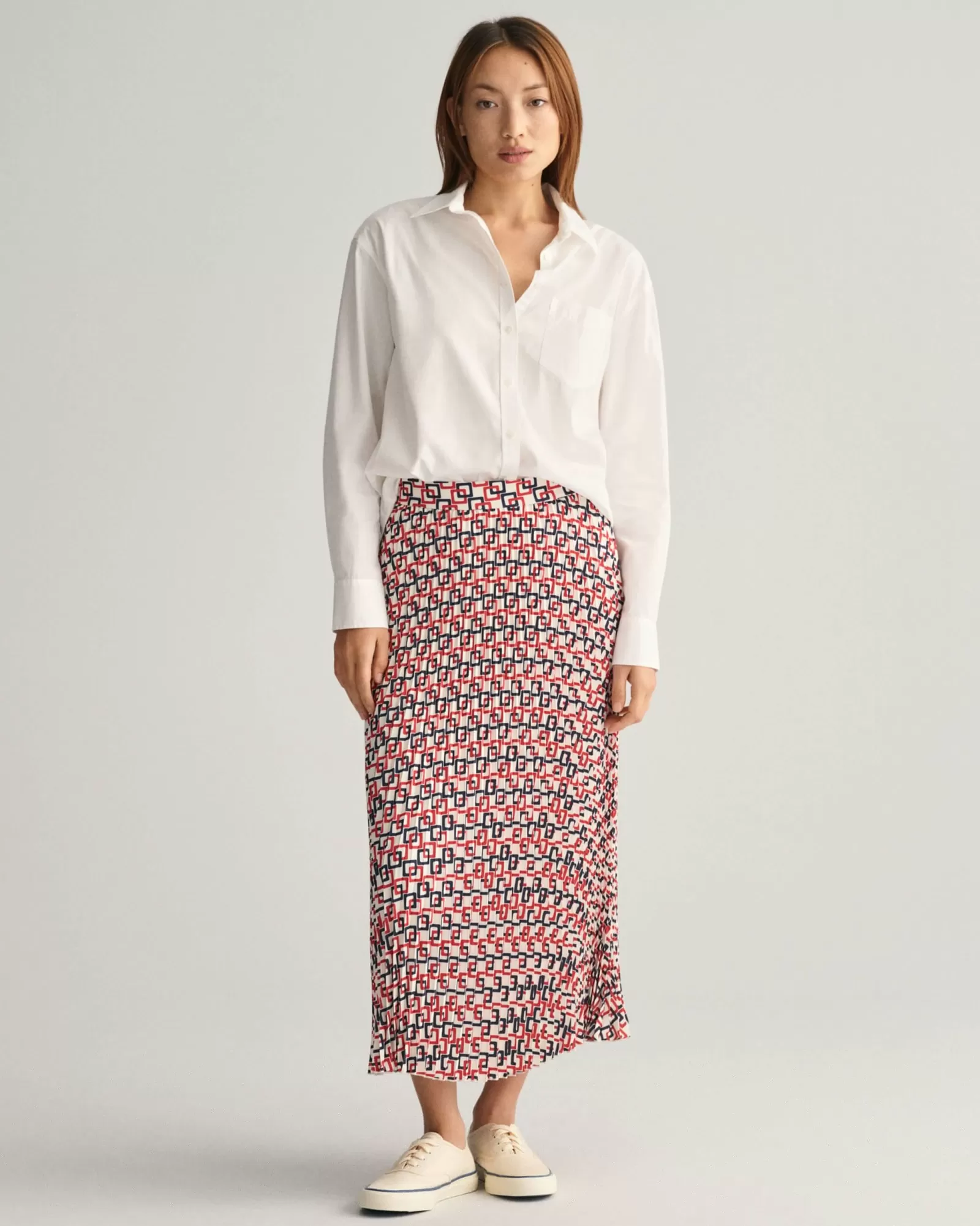 Women GANT Skirts*Pleated Geometric Print Skirt CREAM