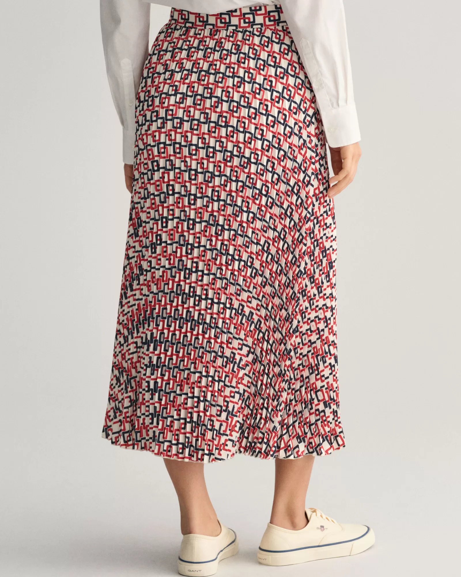 Women GANT Skirts*Pleated Geometric Print Skirt CREAM