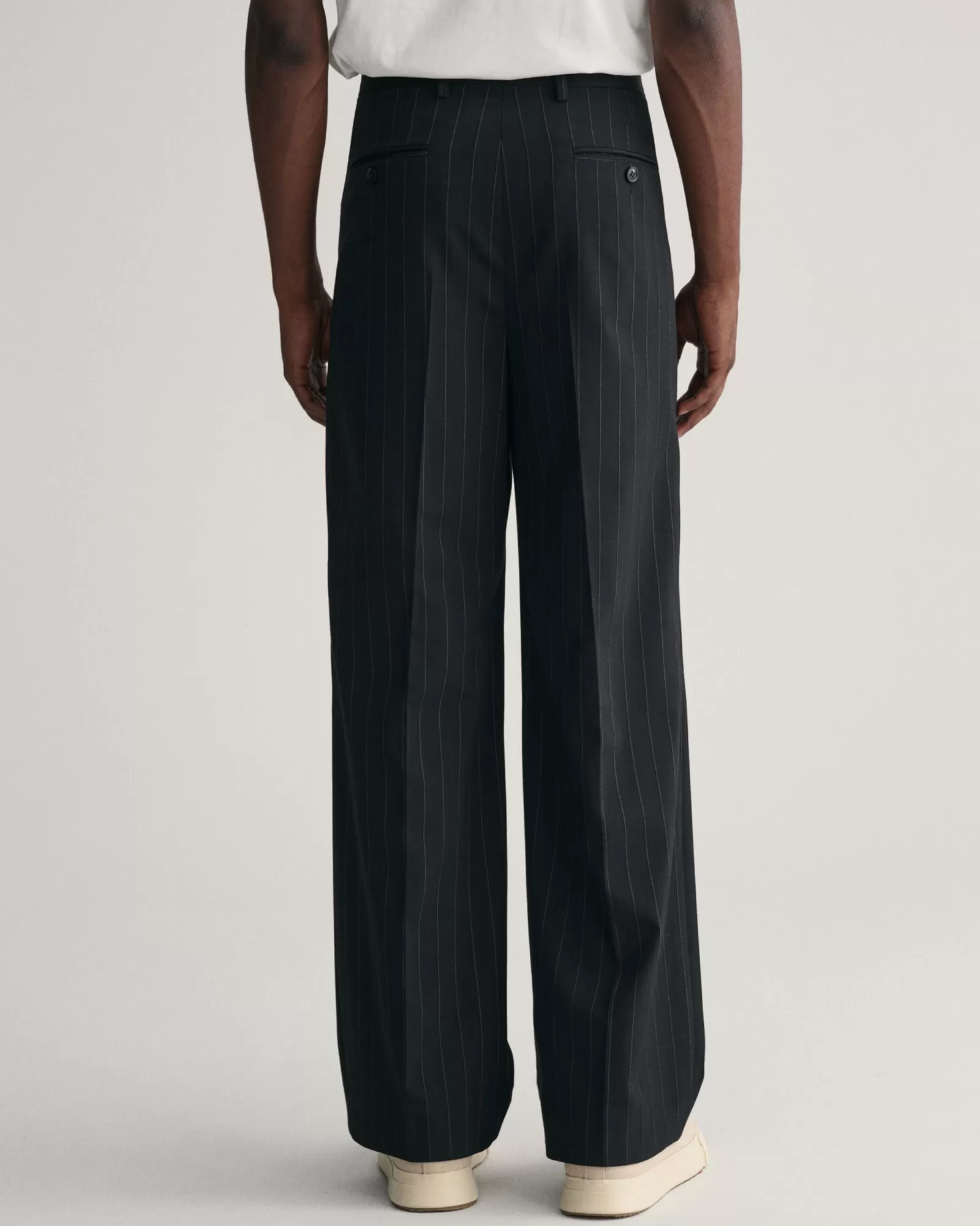 Men GANT Pants*Pleated Pinstripe Suit Pants NAVY