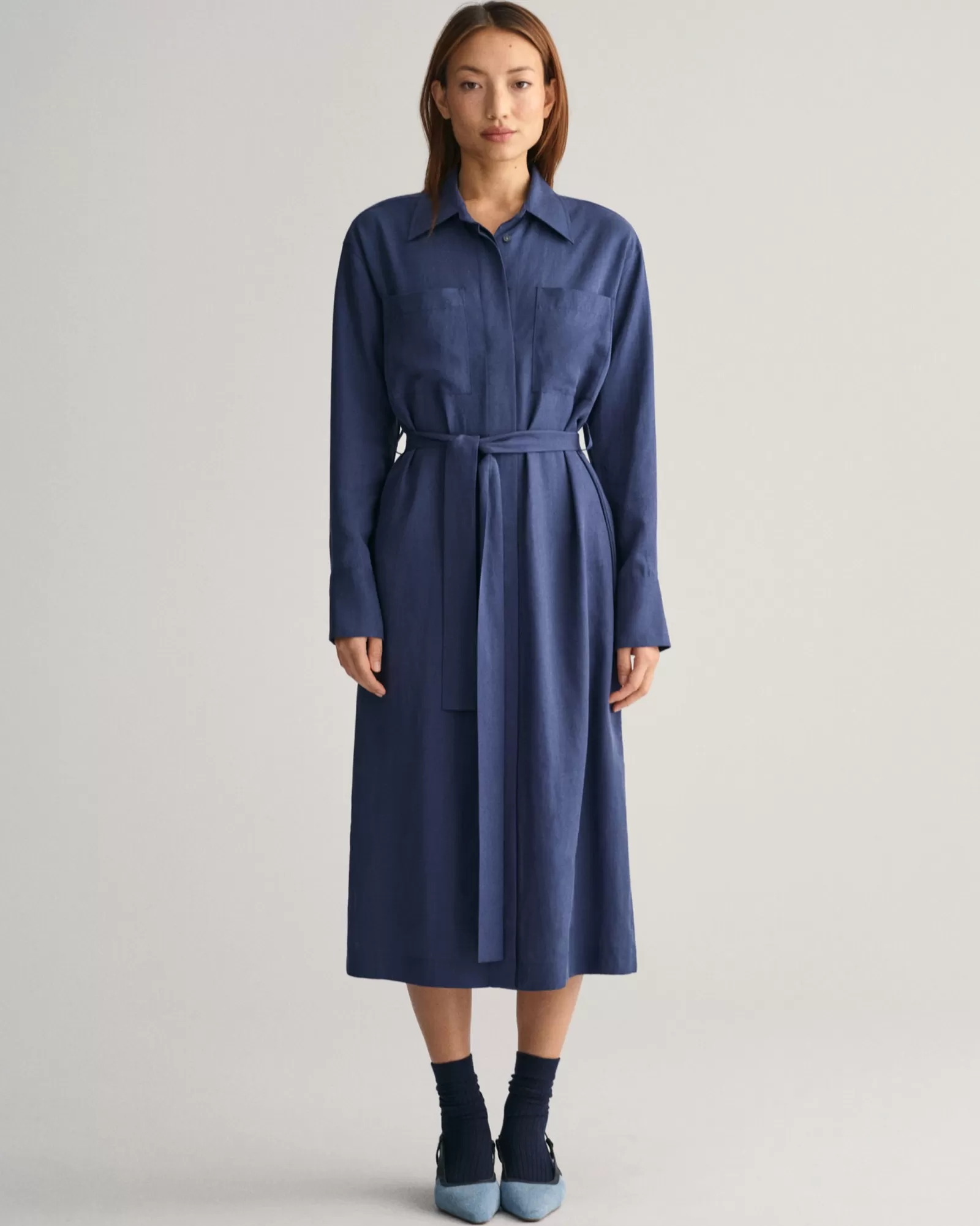 Women GANT Dresses*Pocket Shirt Dress DUSTY BLUE SEA