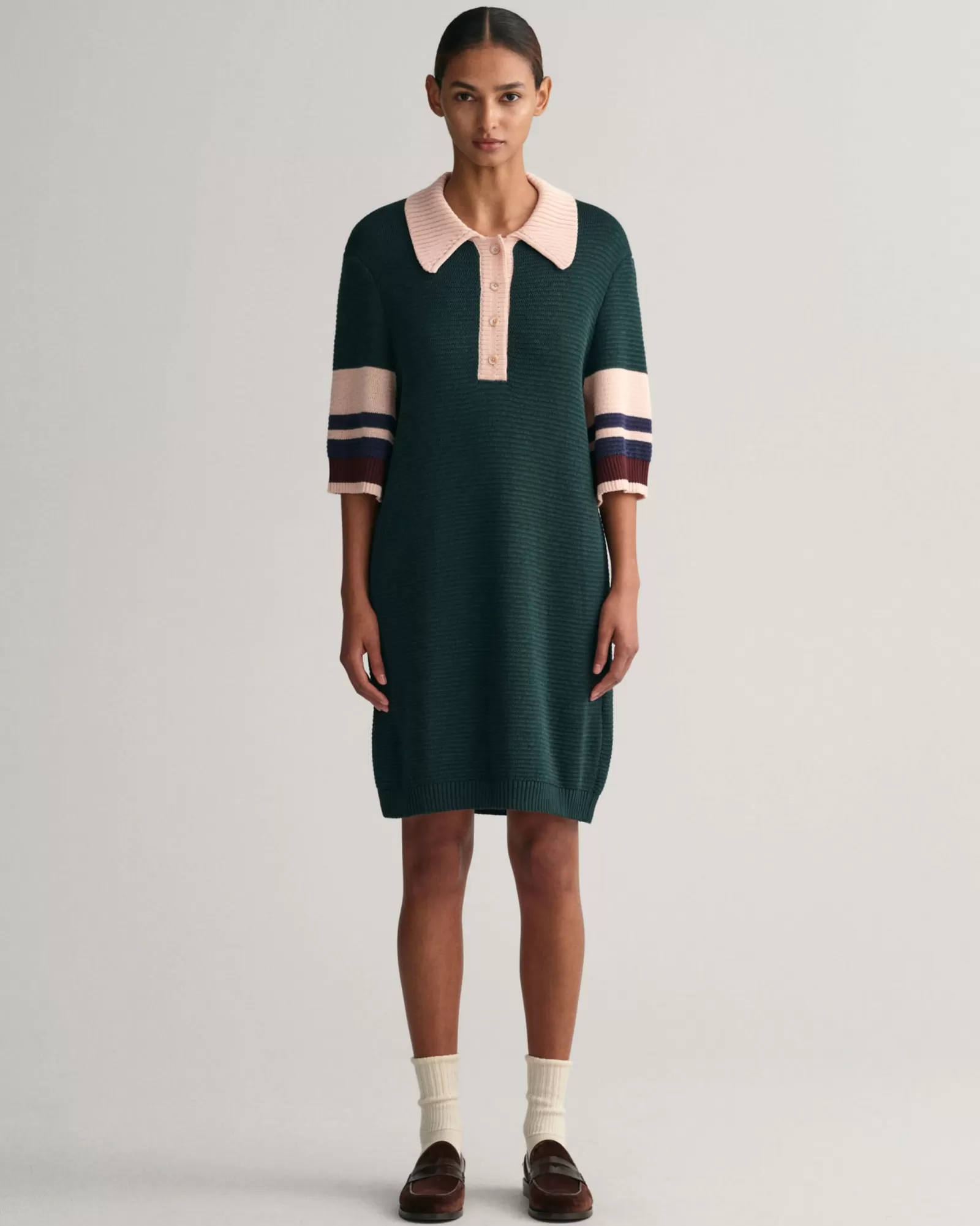 Women GANT Dresses*Polo Knit Mini Dress TARTAN GREEN