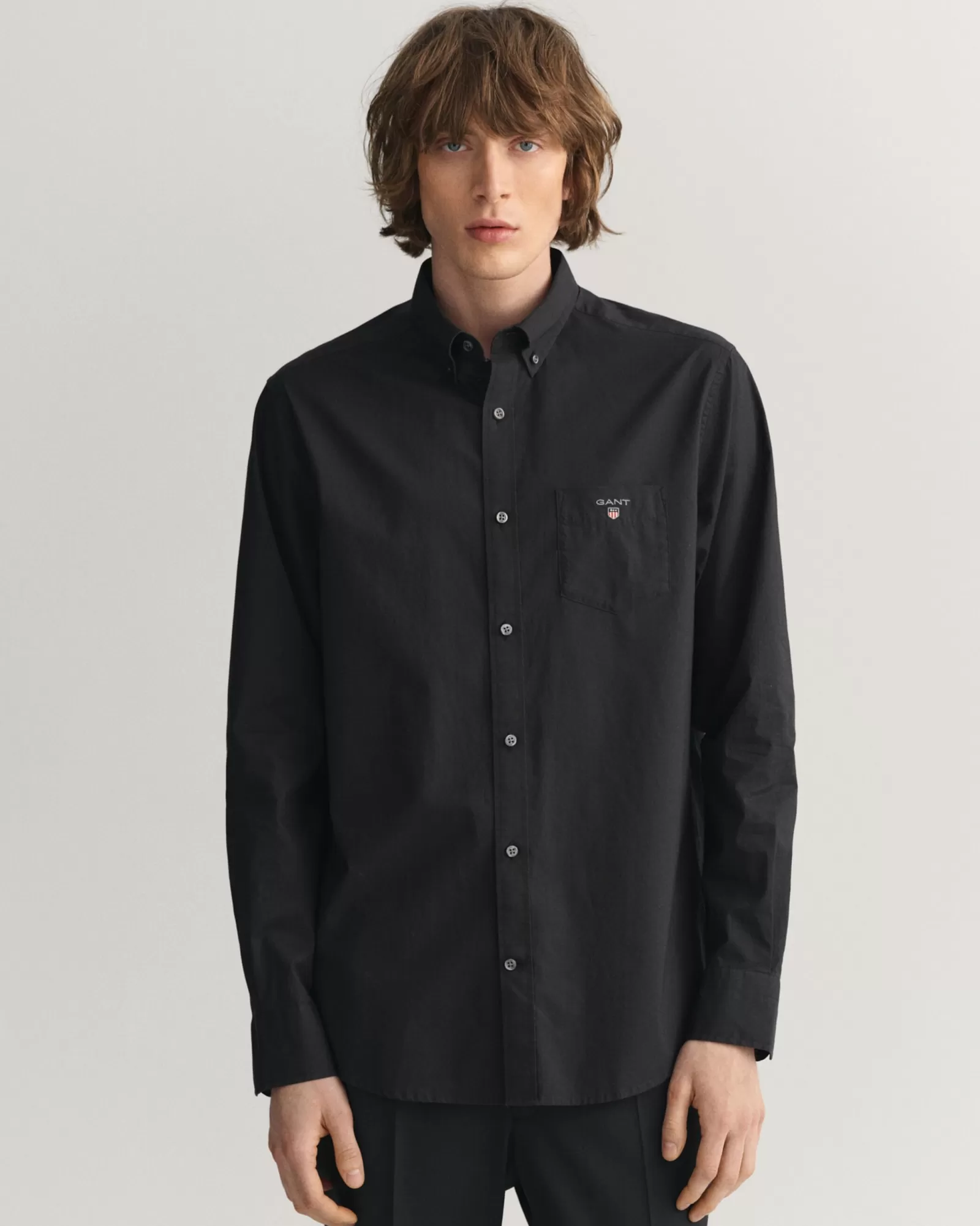 Men GANT Shirts*Regular Fit Broadcloth Shirt BLACK