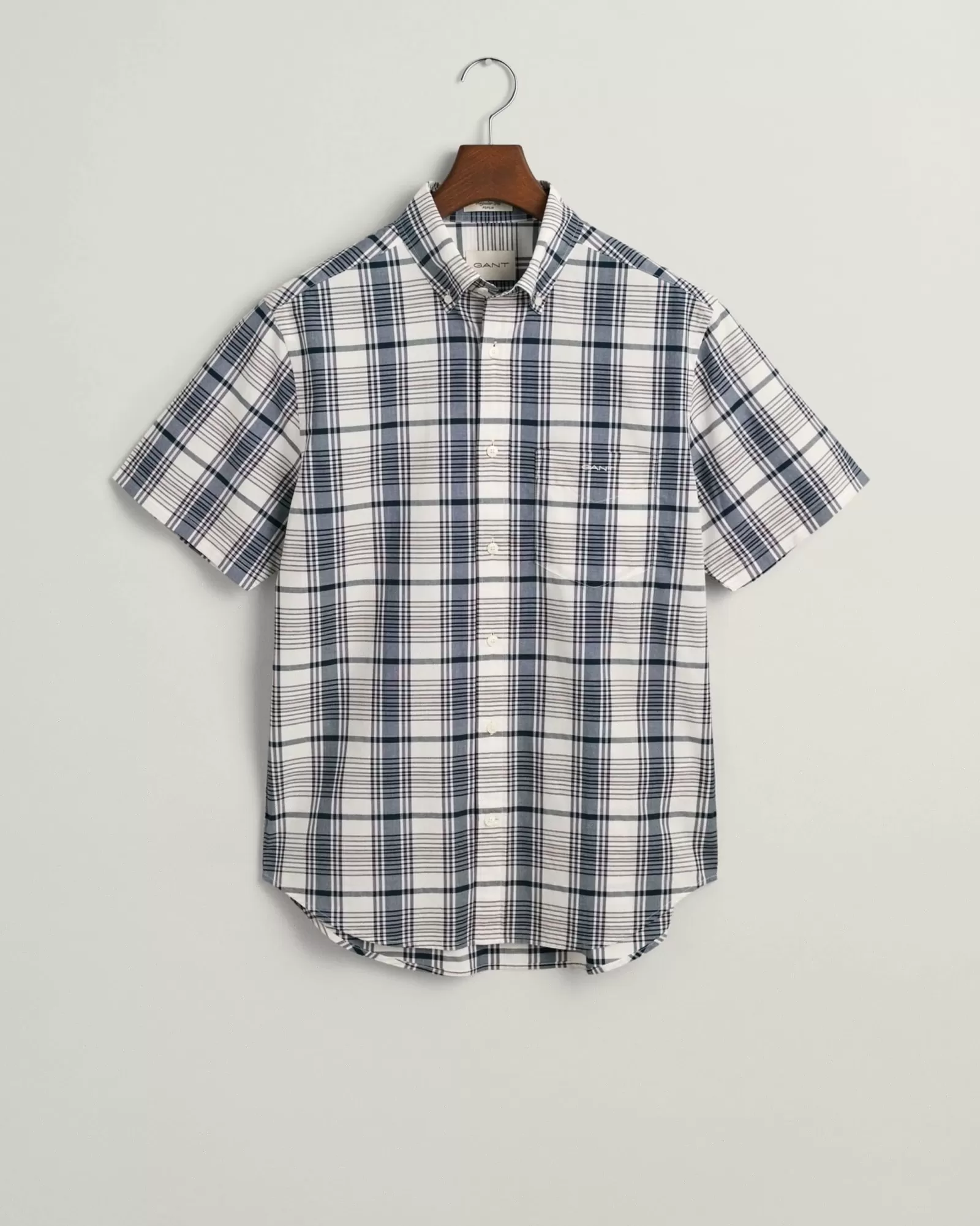 Men GANT Shirts*Regular Fit Checked Poplin Short Sleeve Shirt EGGSHELL