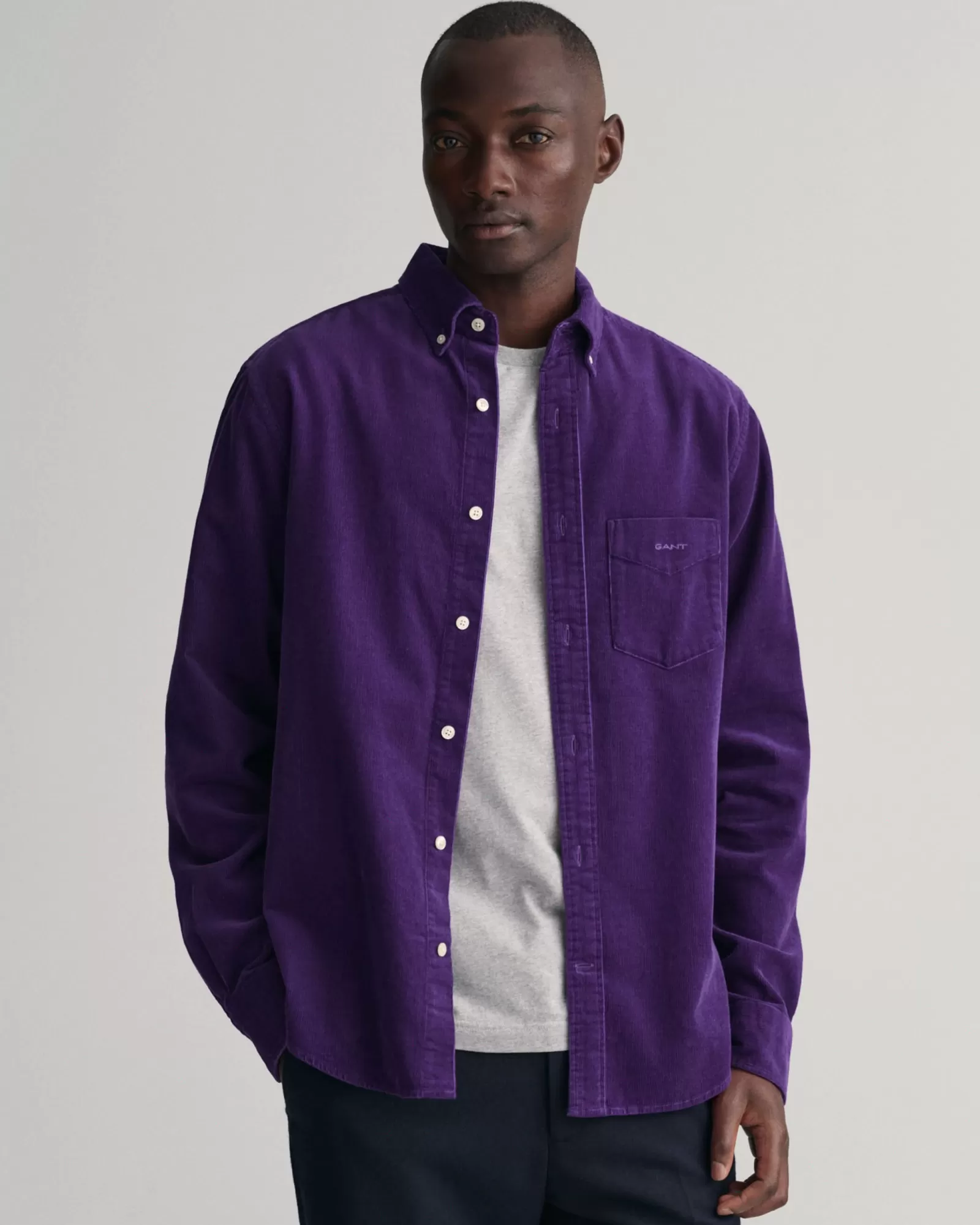 Men GANT Shirts*Regular Fit Corduroy Shirt PANSY PURPLE