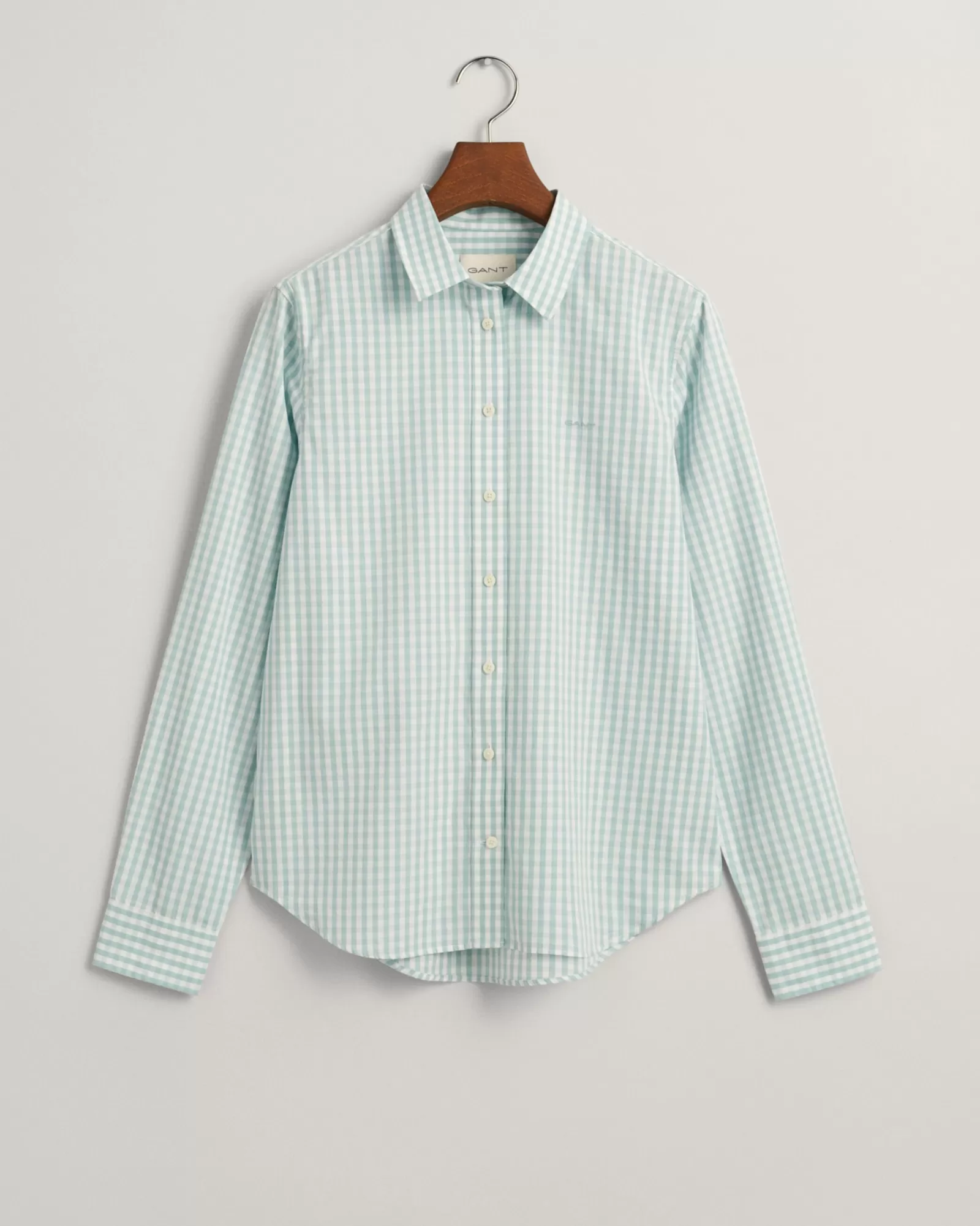 Women GANT Shirts*Regular Fit Gingham Poplin Shirt DUSTY TURQUOISE