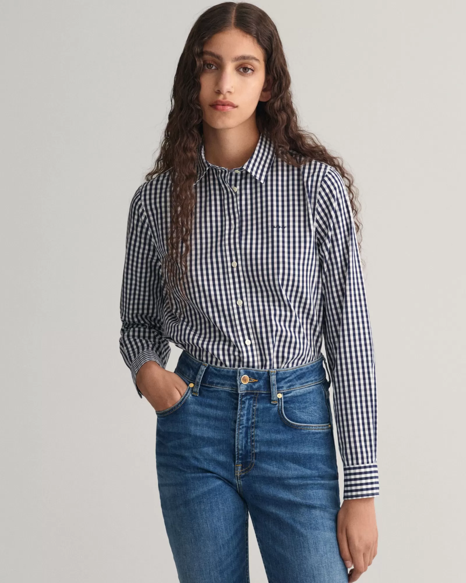 Women GANT Shirts*Regular Fit Gingham Poplin Shirt CLASSIC BLUE