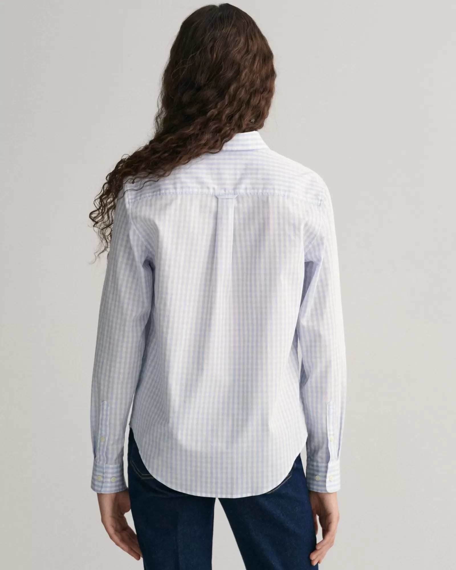 Women GANT Shirts*Regular Fit Gingham Poplin Shirt LIGHT BLUE