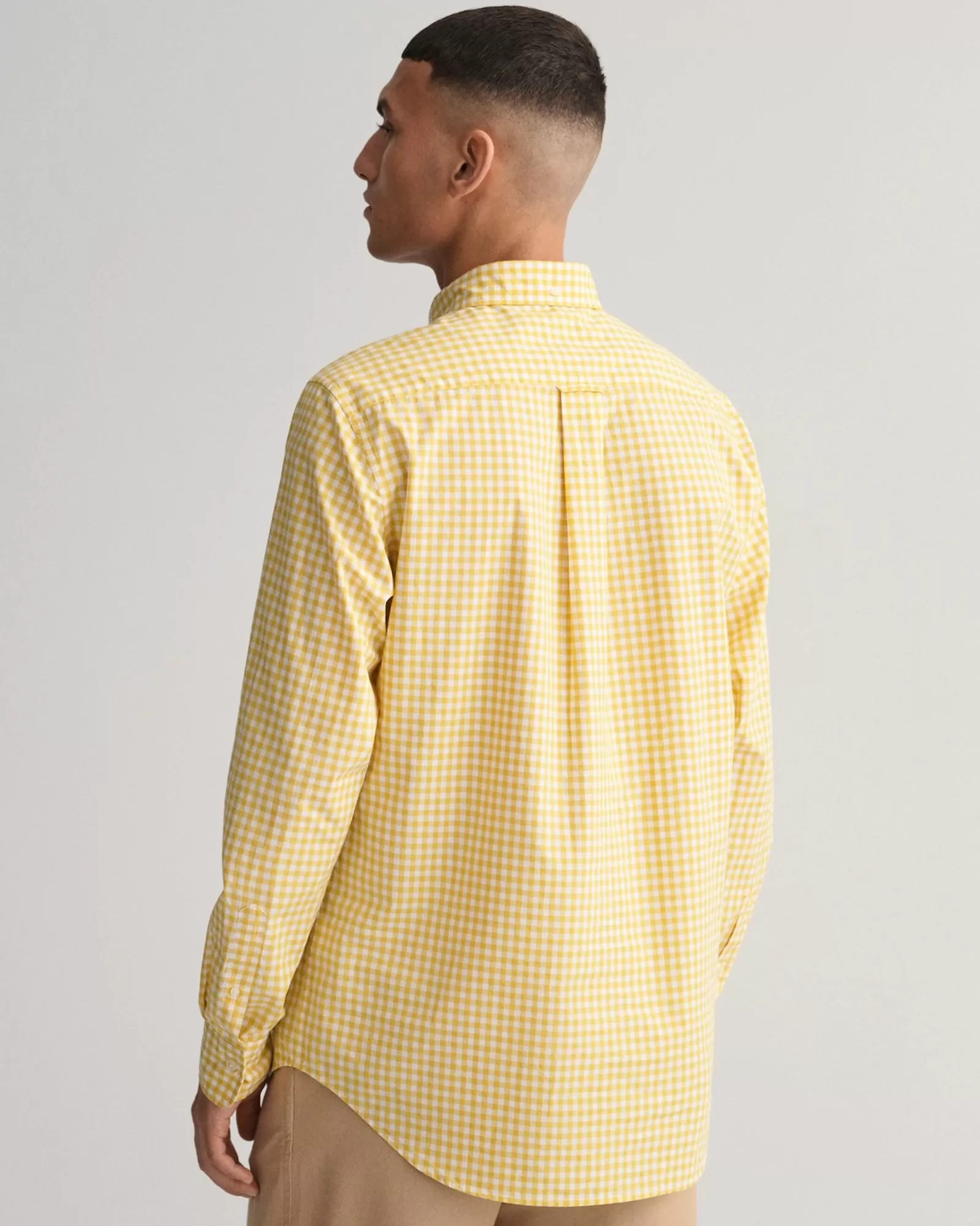 Men GANT Shirts*Regular Fit Gingham Poplin Shirt PARCHMENT YELLOW