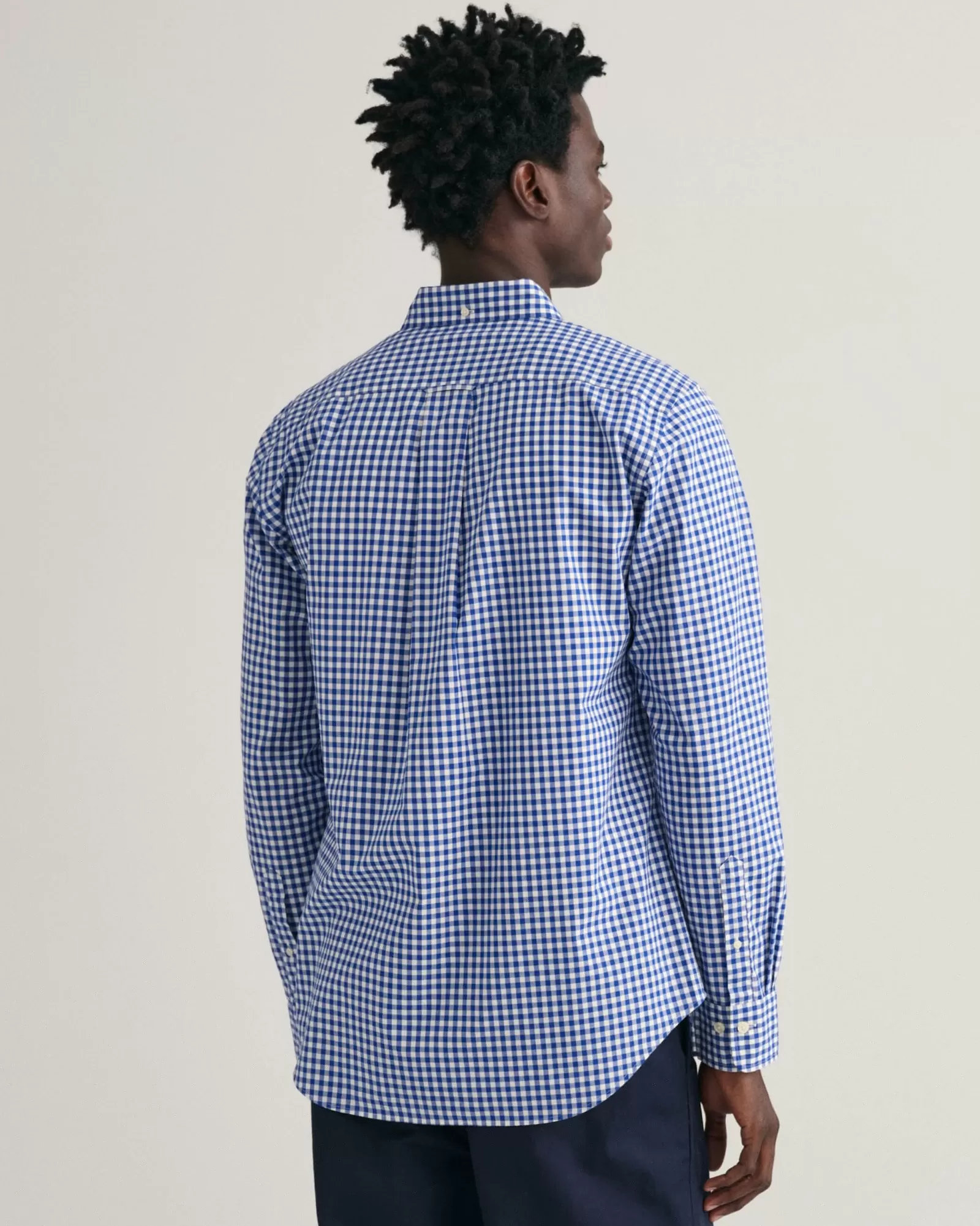 Men GANT Shirts*Regular Fit Gingham Poplin Shirt COLLEGE BLUE