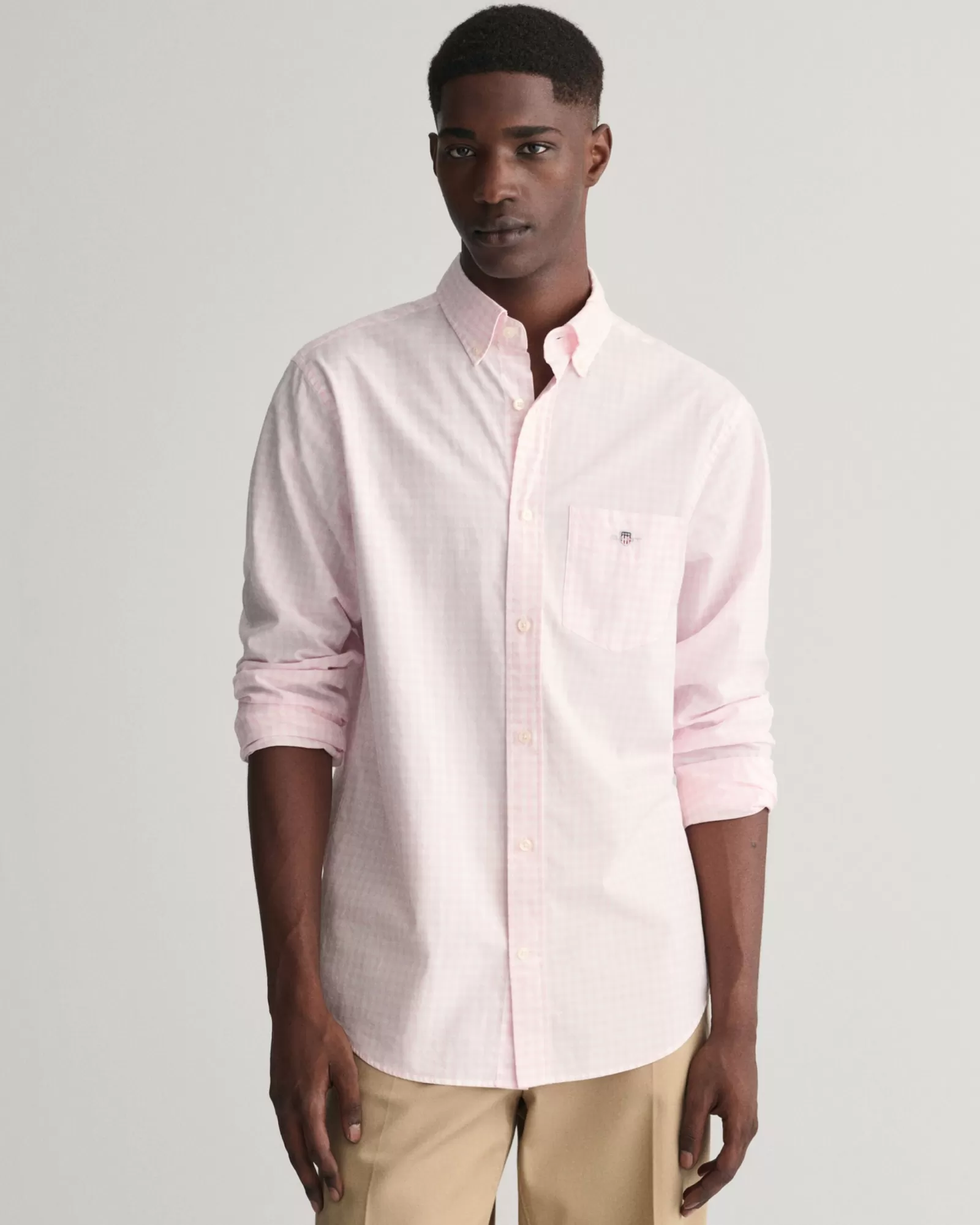 Men GANT Shirts*Regular Fit Gingham Poplin Shirt LIGHT PINK