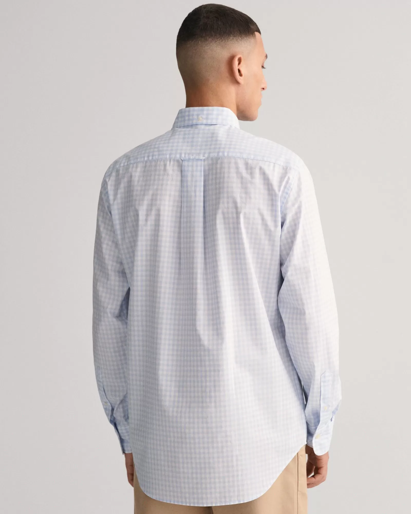 Men GANT Shirts*Regular Fit Gingham Poplin Shirt LIGHT BLUE