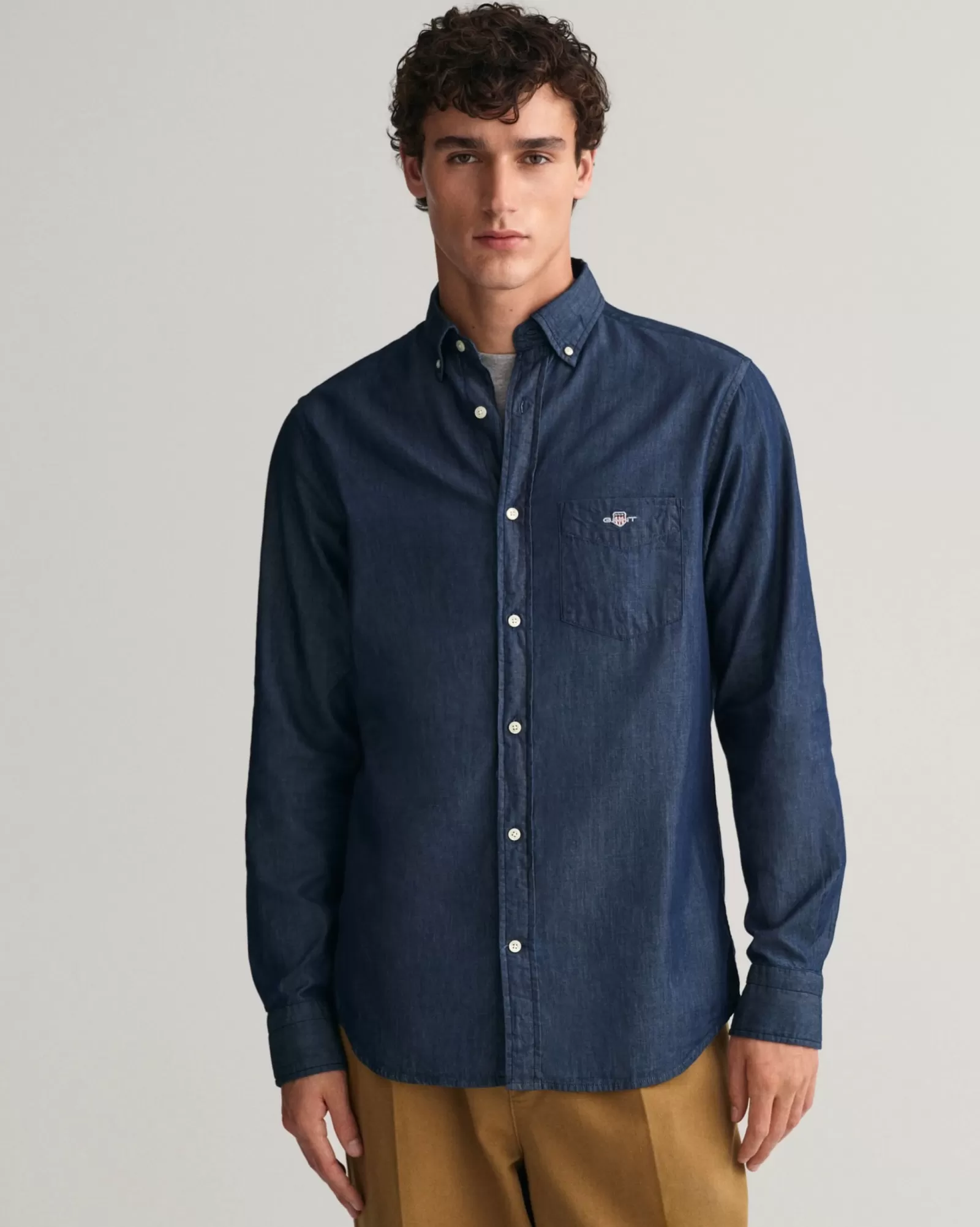 Men GANT Shirts*Regular Fit Indigo Shirt DARK INDIGO