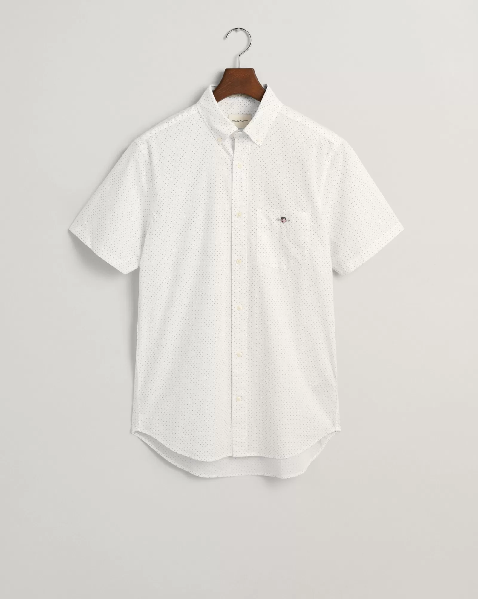 Men GANT Shirts*Regular Fit Micro Dot Poplin Short Sleeve Shirt WHITE