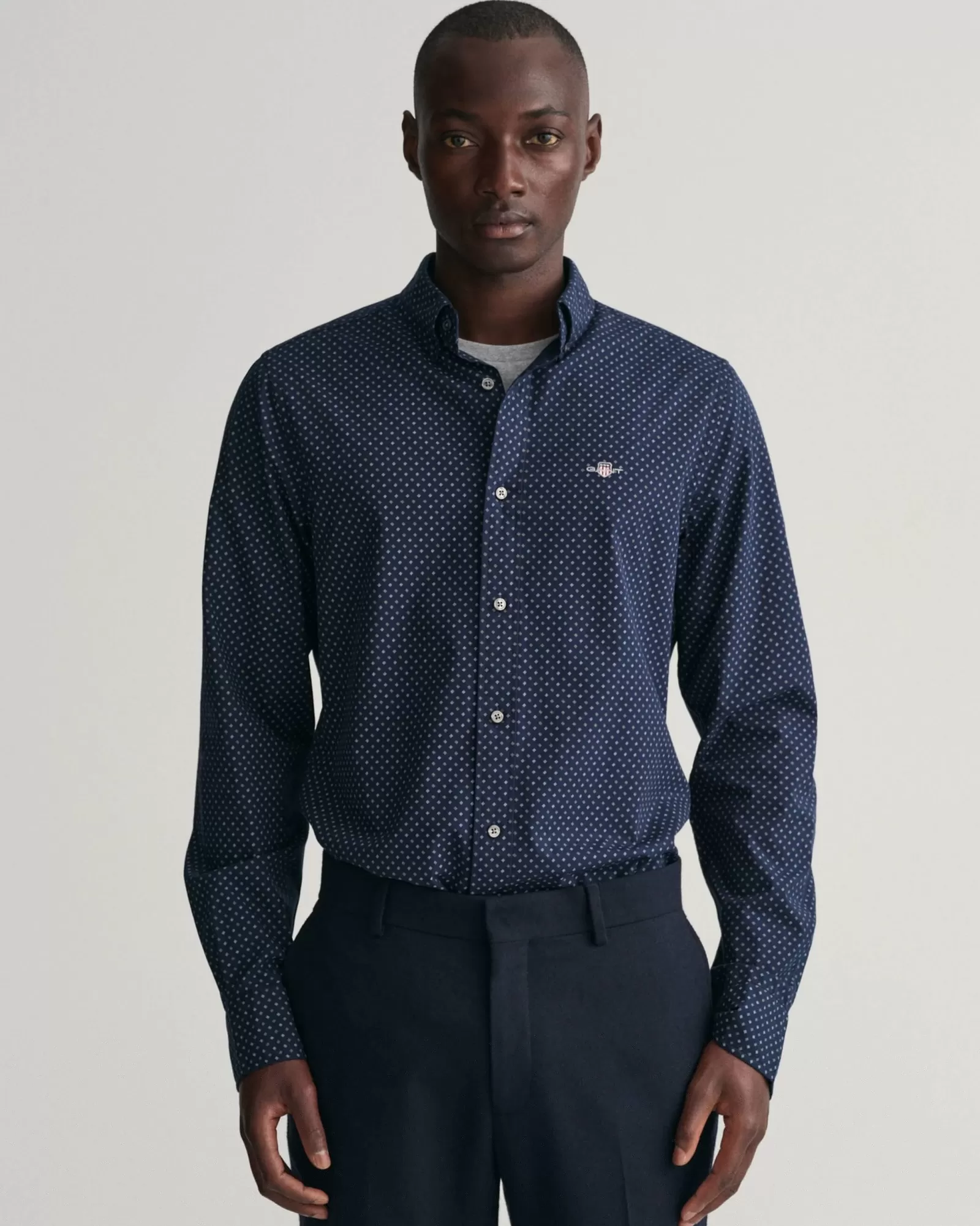 Men GANT Shirts*Regular Fit Micro Print Shirt MARINE