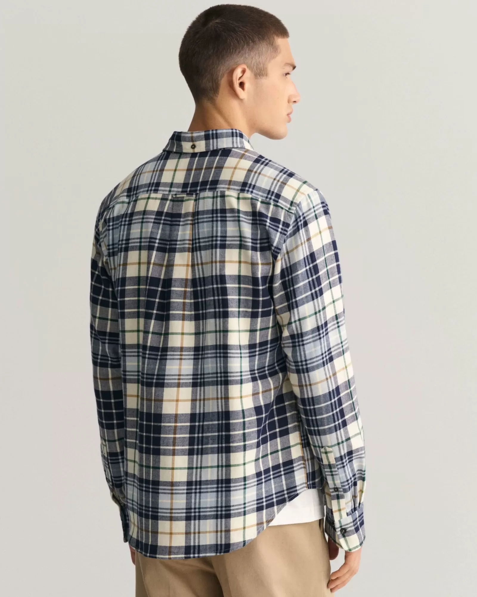 Men GANT Shirts*Regular Fit Plaid Flannel Checked Shirt CREAM