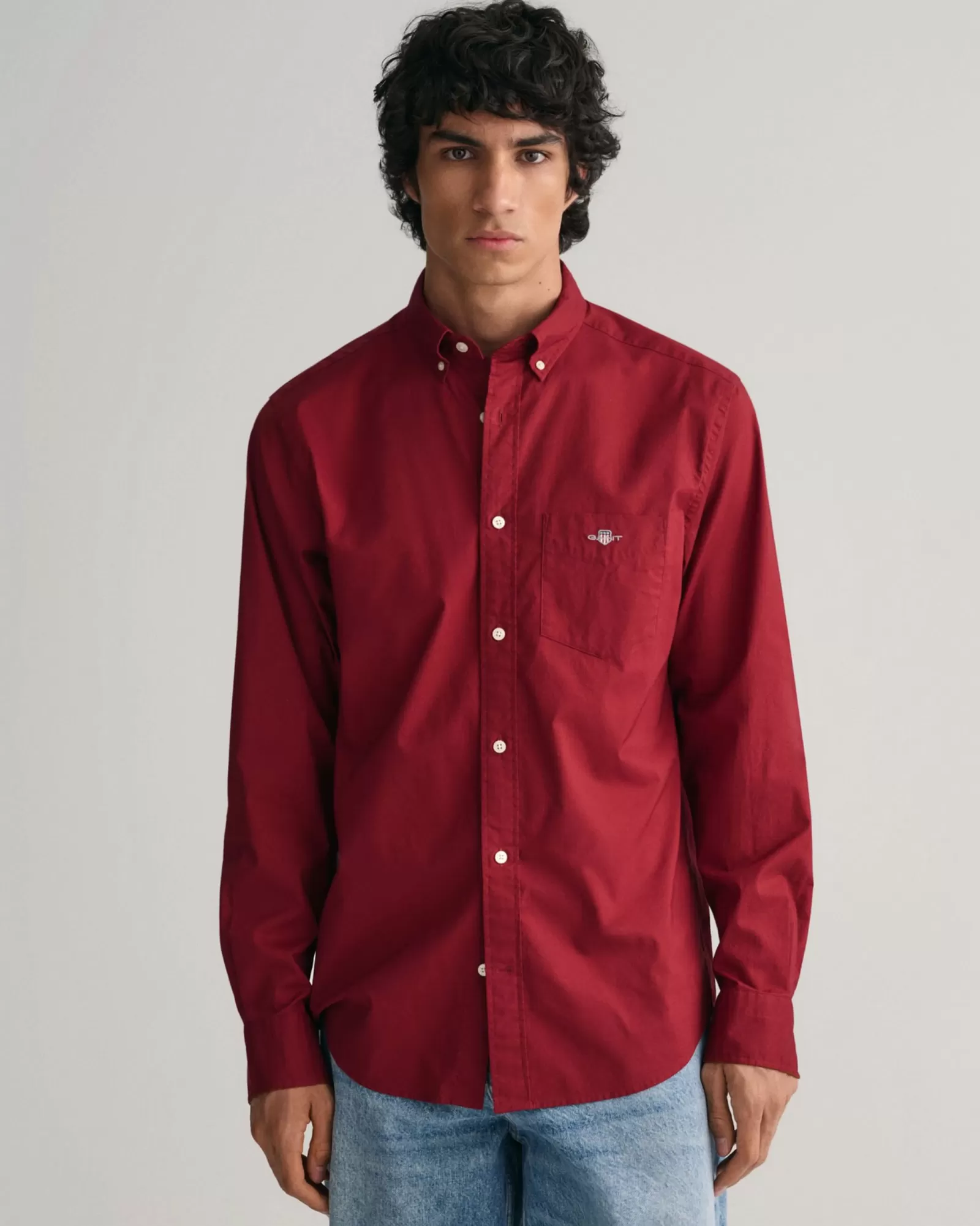 Men GANT Shirts*Regular Fit Poplin Shirt PLUMPED RED