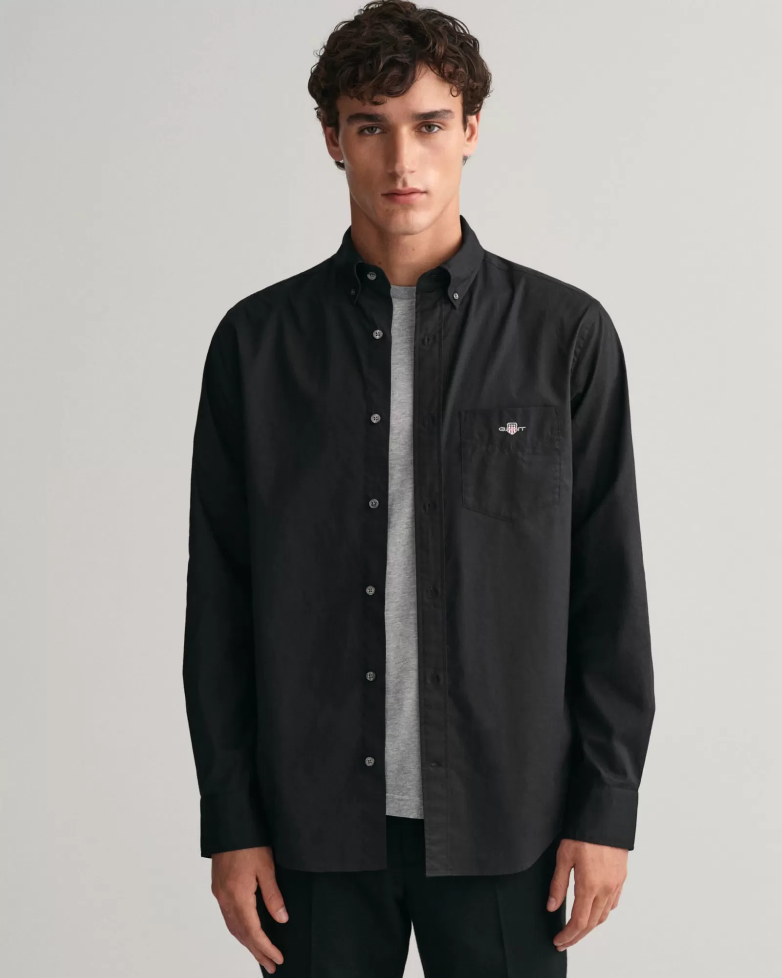 Men GANT Shirts*Regular Fit Poplin Shirt BLACK