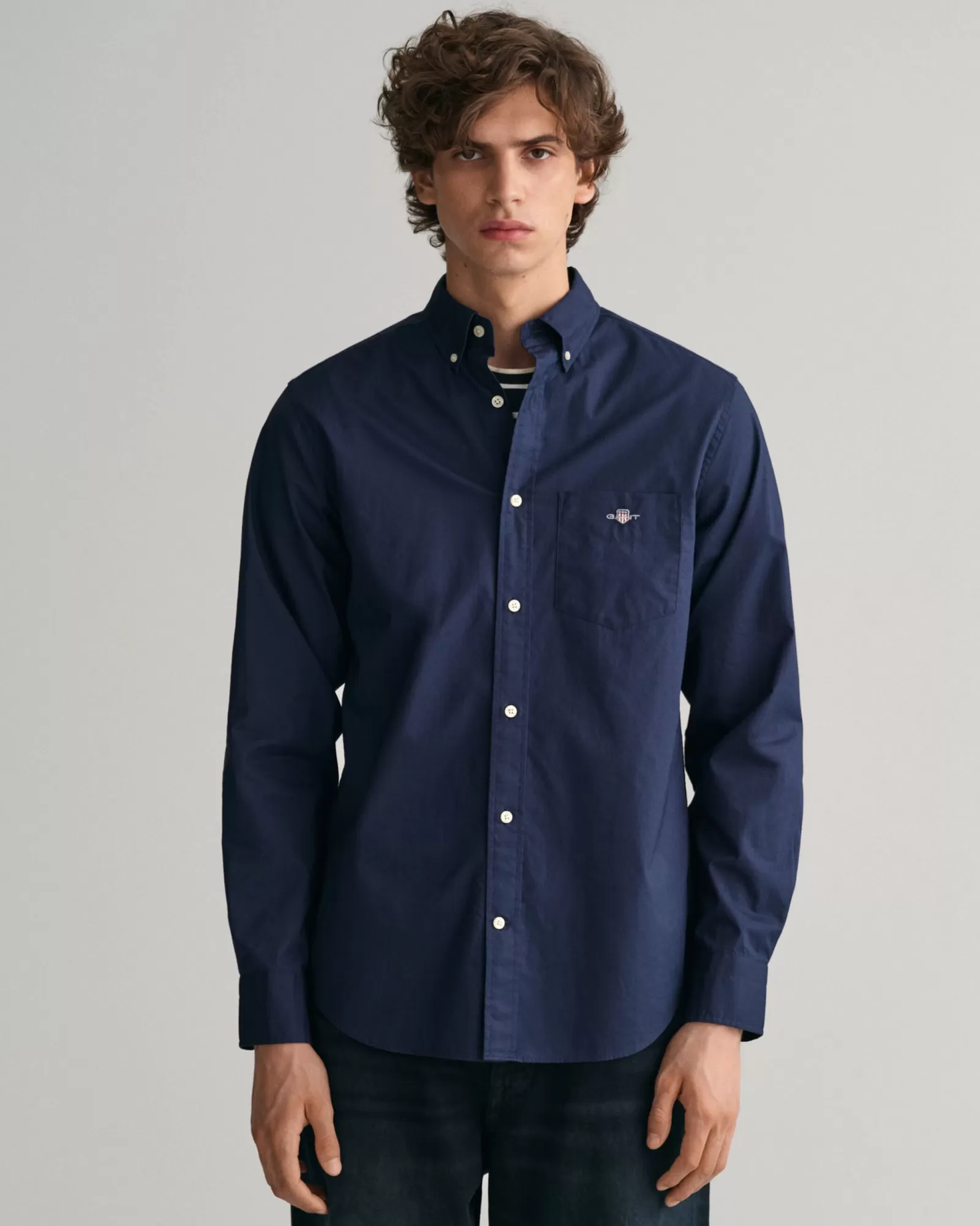 Men GANT Shirts*Regular Fit Poplin Shirt MARINE