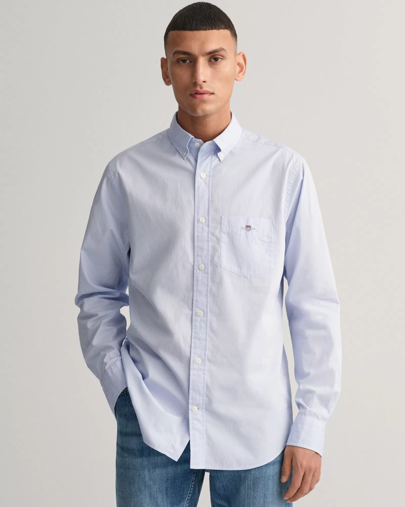 Men GANT Shirts*Regular Fit Poplin Shirt LIGHT BLUE