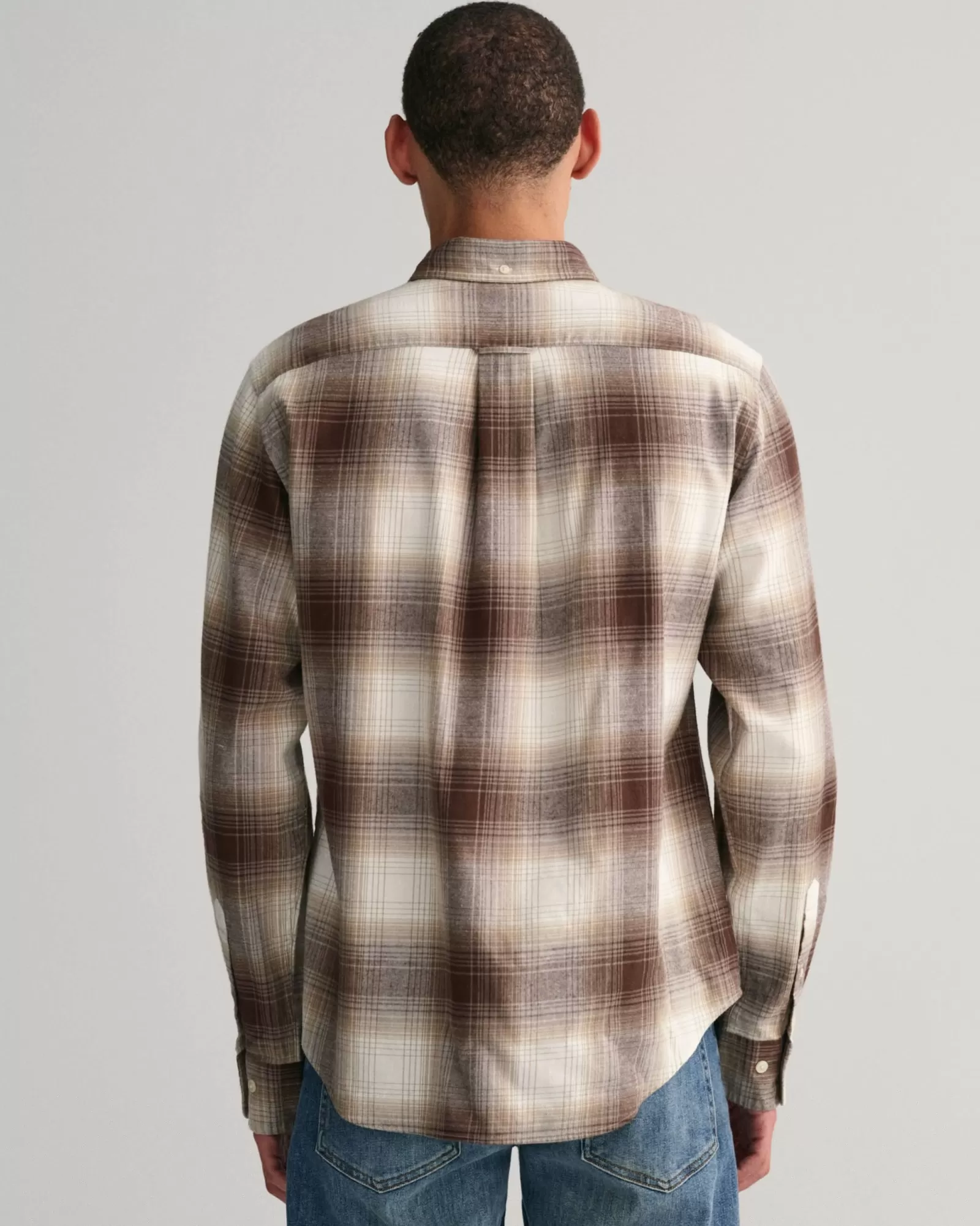 Men GANT Shirts*Regular Fit Shadow Check Flannel Shirt DESERT BROWN