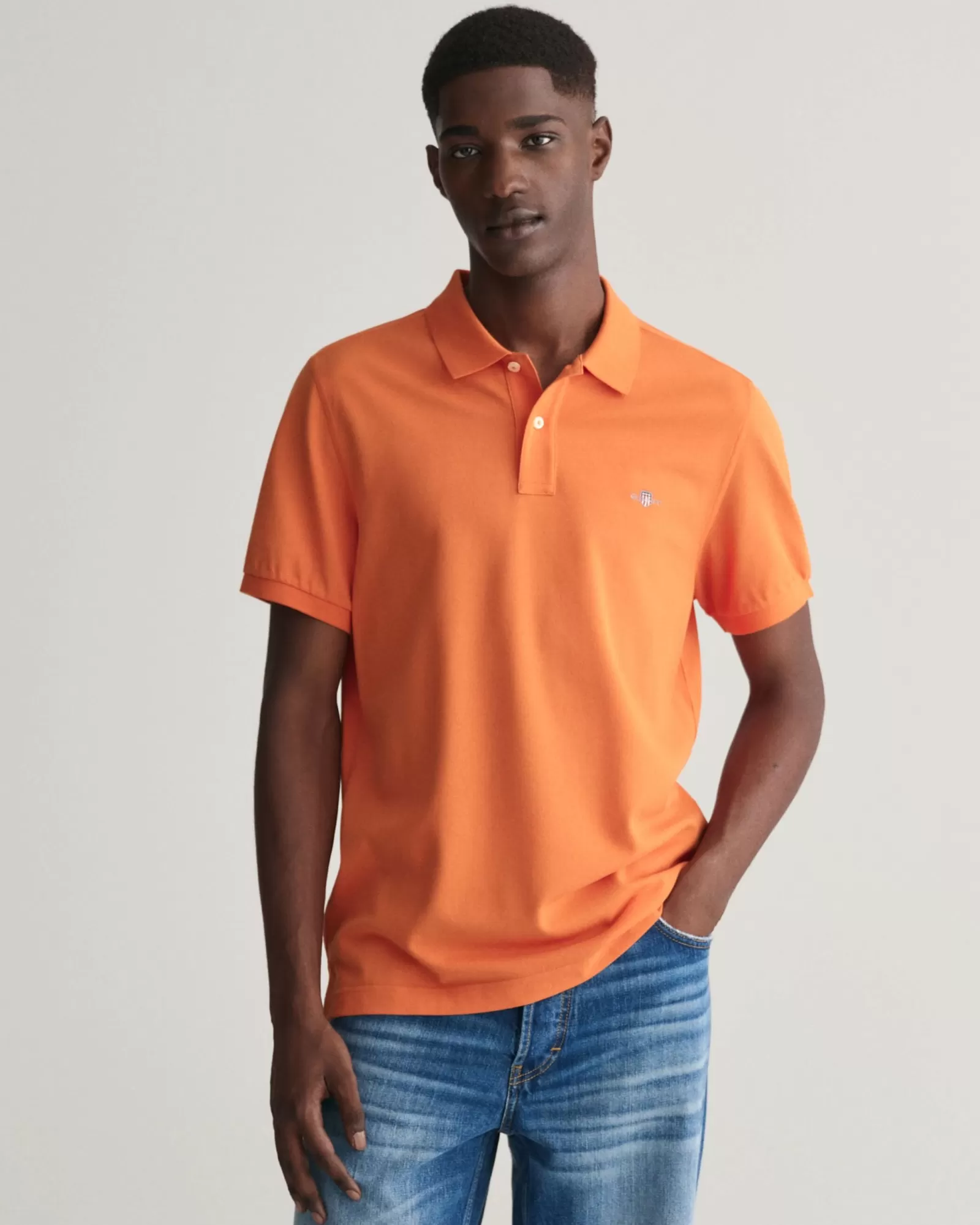 Men GANT Polos & Heavy Ruggers*Regular Fit Shield Piqué Polo Shirt PUMPKIN ORANGE