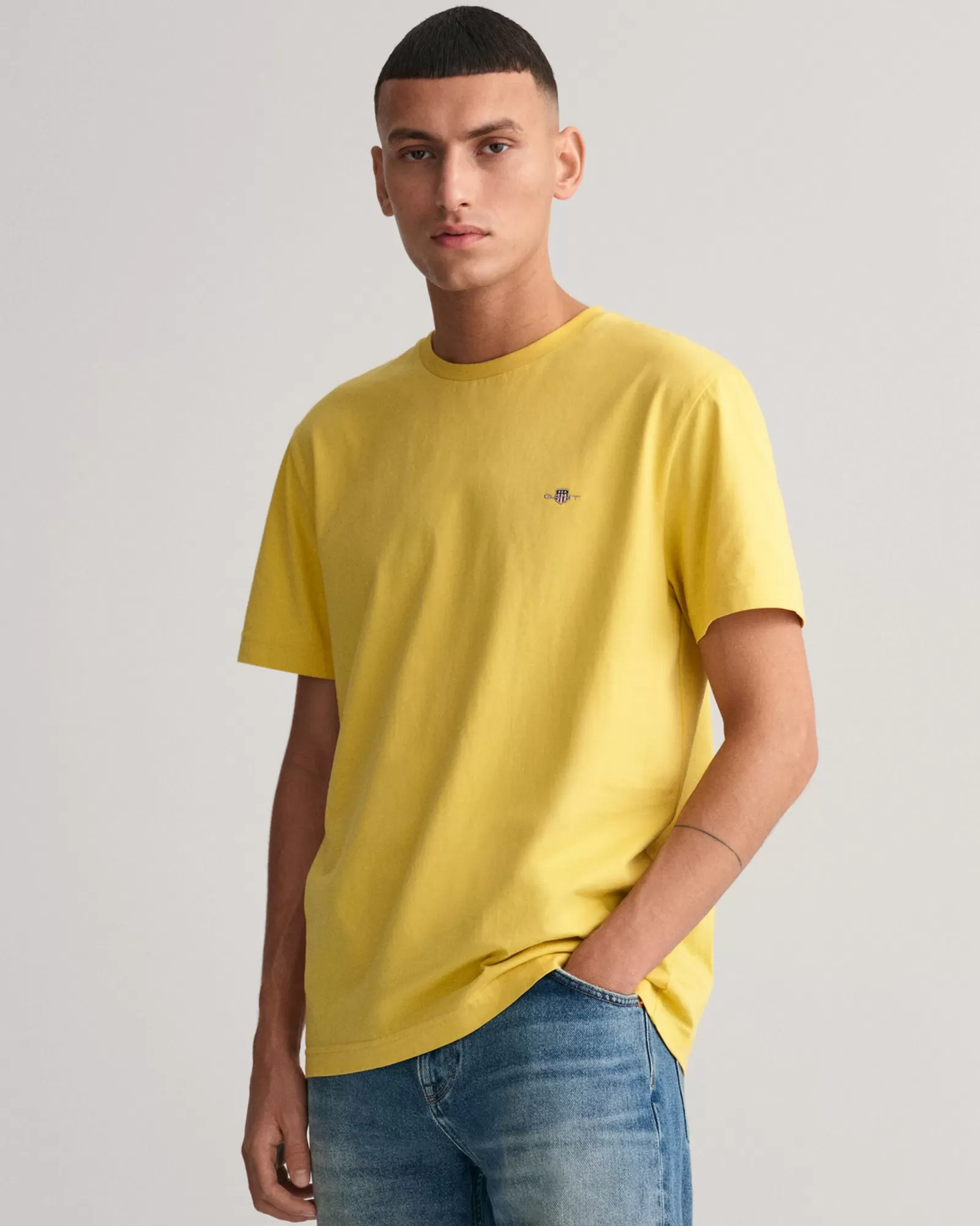 Men GANT T-Shirts*Regular Fit Shield T-Shirt PARCHMENT YELLOW