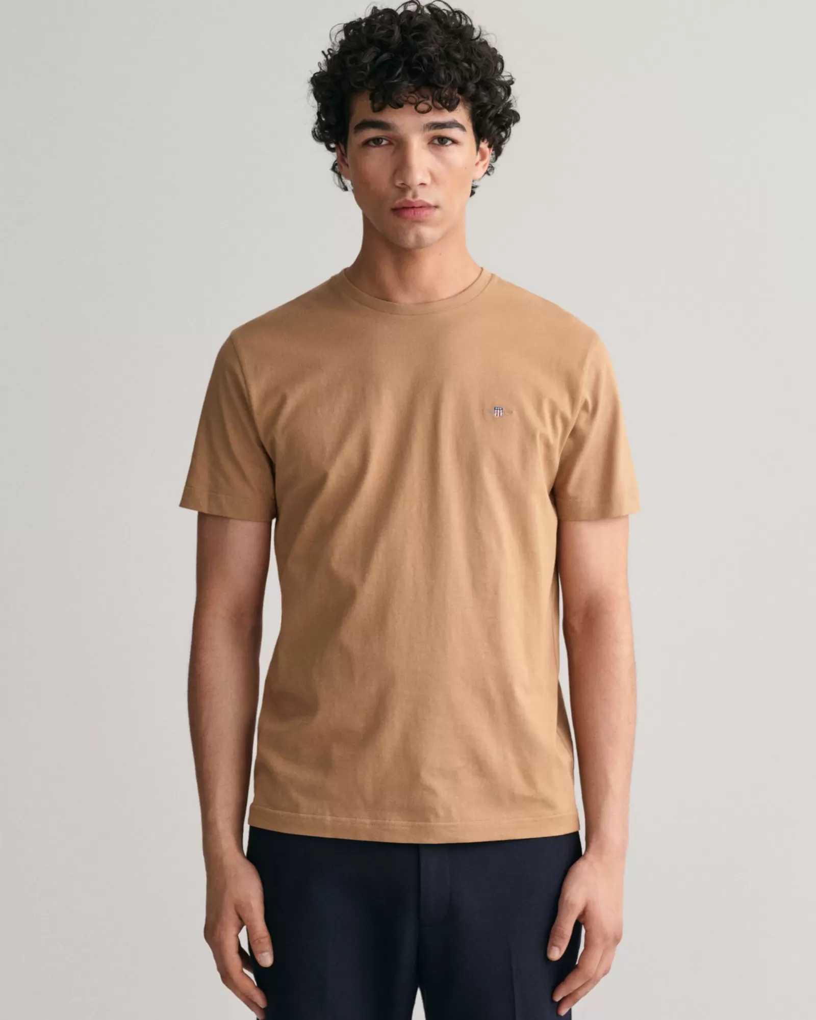 Men GANT T-Shirts*Regular Fit Shield T-Shirt WARM KHAKI