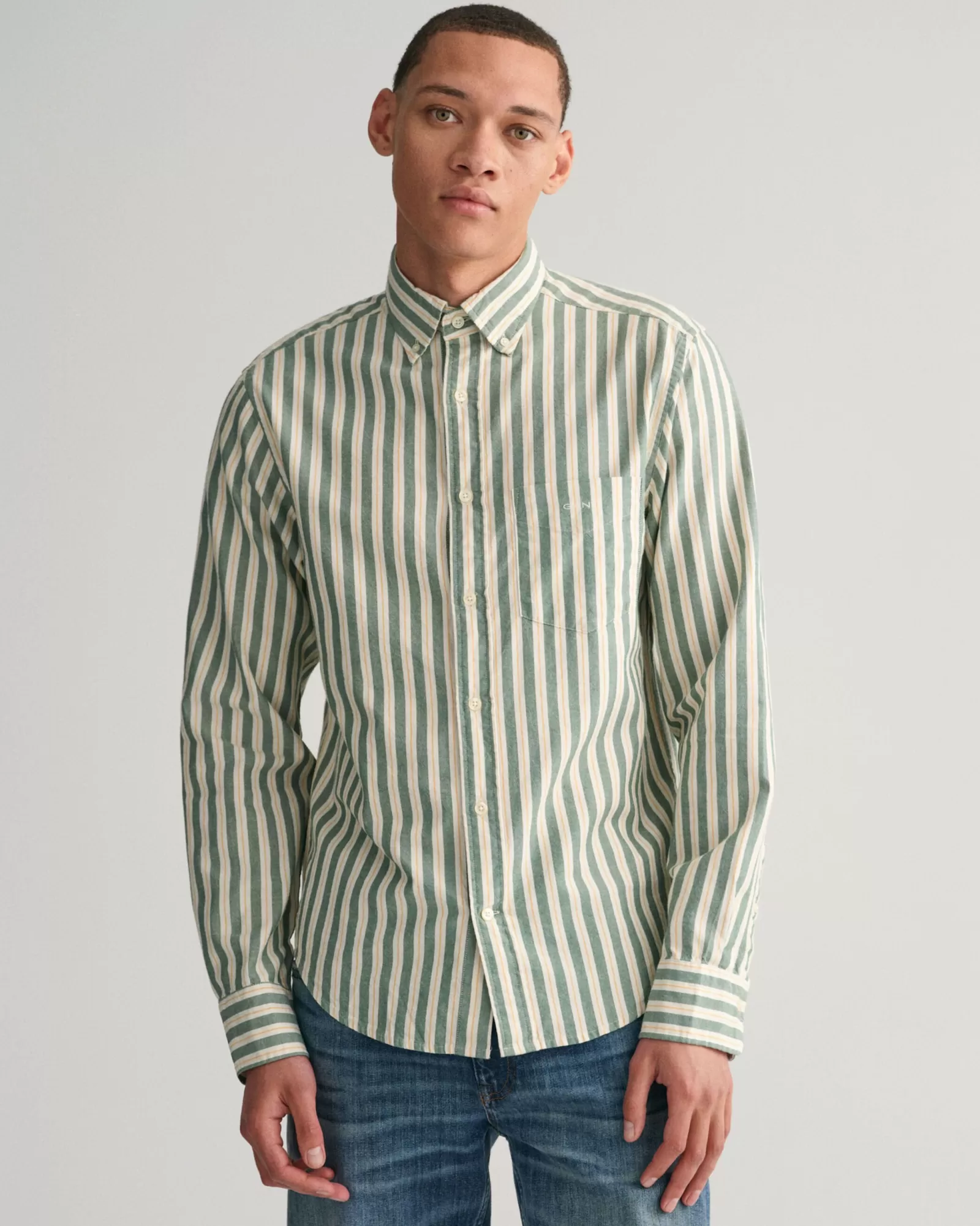 Men GANT Shirts*Regular Fit Striped Archive Oxford Shirt FOREST GREEN