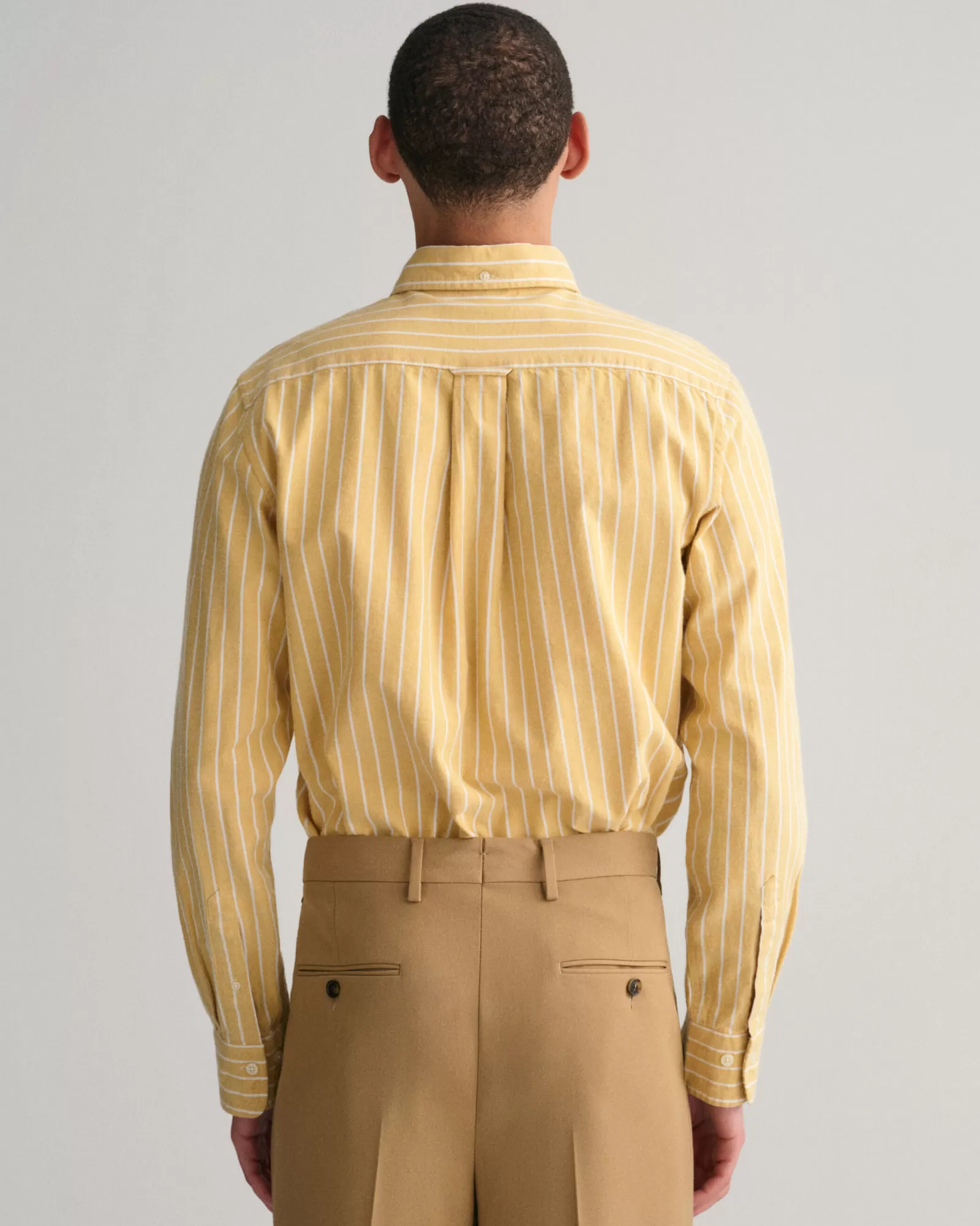 Men GANT Shirts*Regular Fit Striped Brushed Oxford Shirt PARCHMENT YELLOW