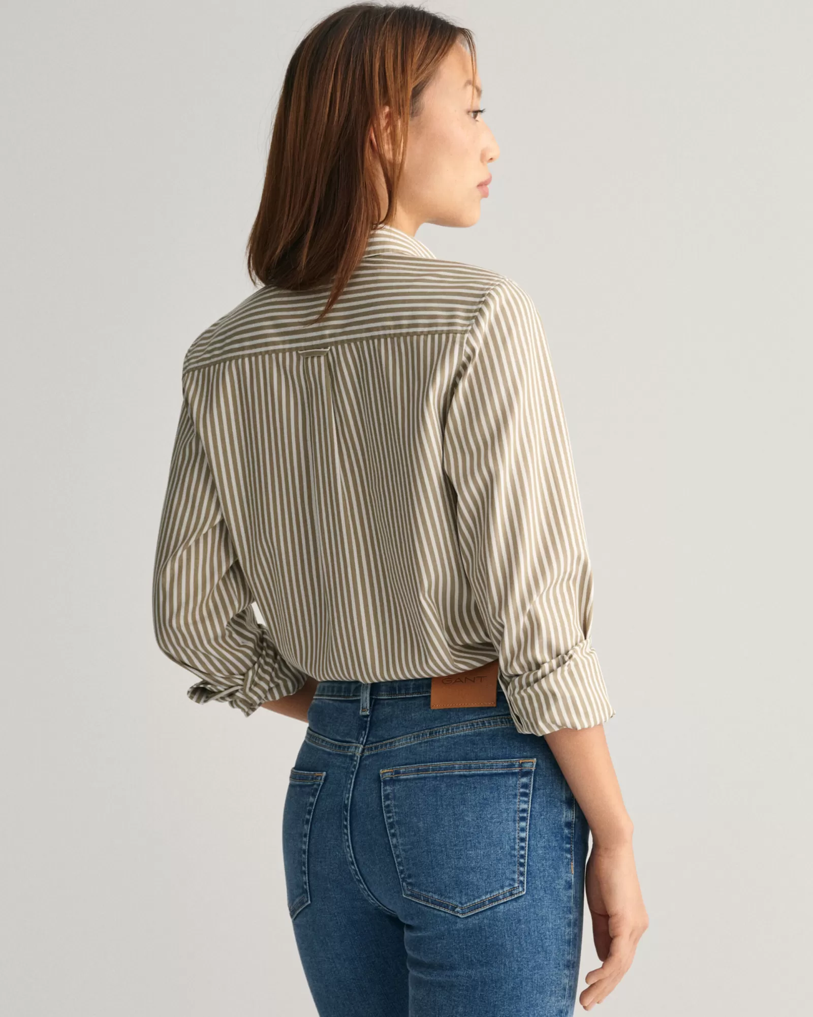 Women GANT Shirts*Regular Fit Striped Poplin Shirt CUMIN BROWN