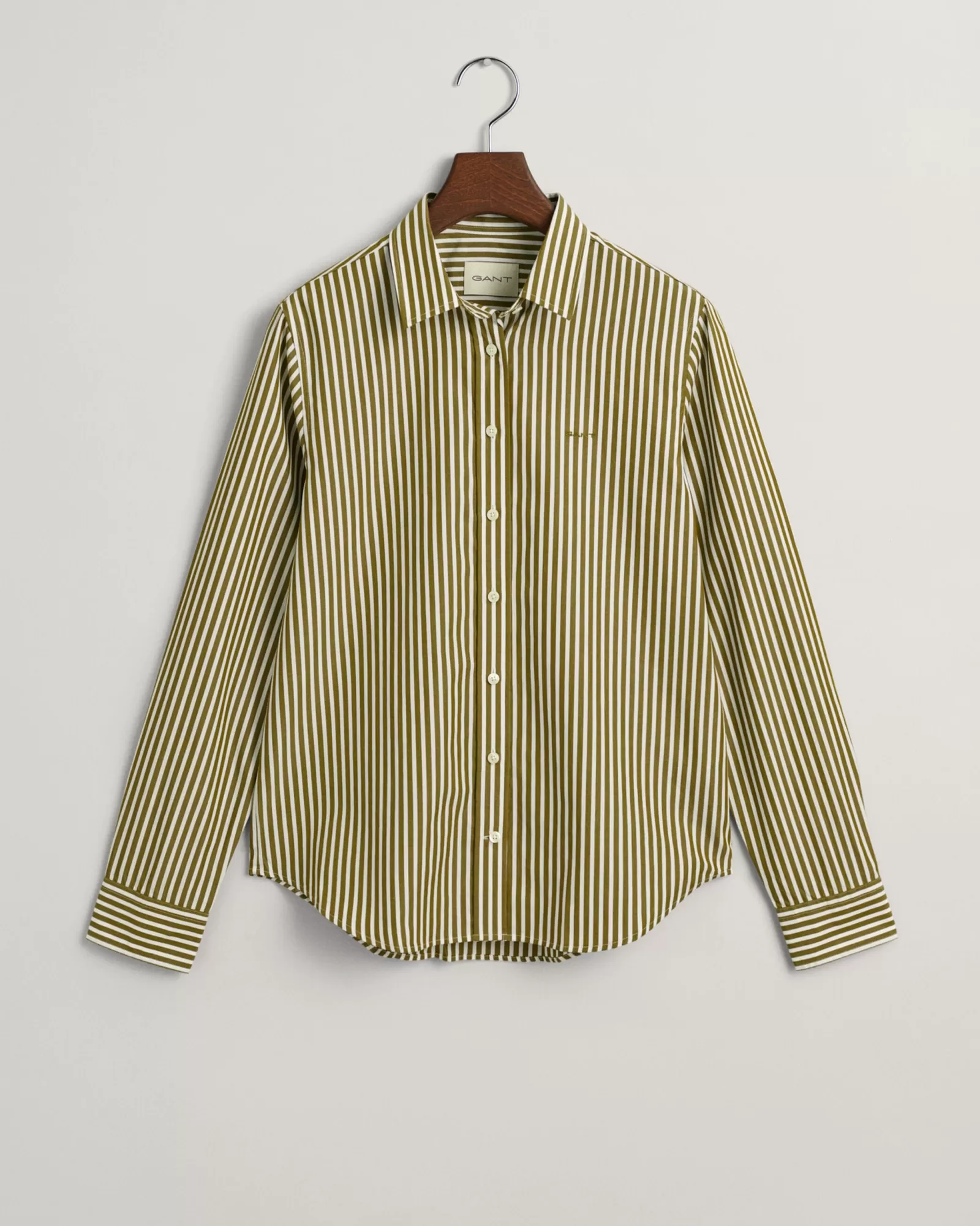 Women GANT Shirts*Regular Fit Striped Poplin Shirt WARM SURPLUS GREEN