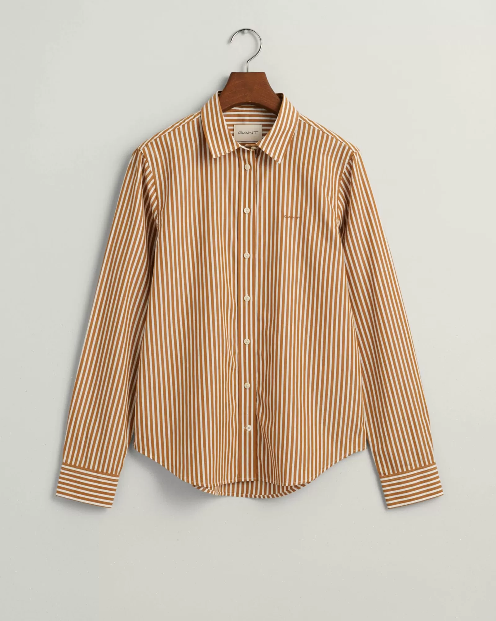 Women GANT Shirts*Regular Fit Striped Poplin Shirt CINNAMON BROWN