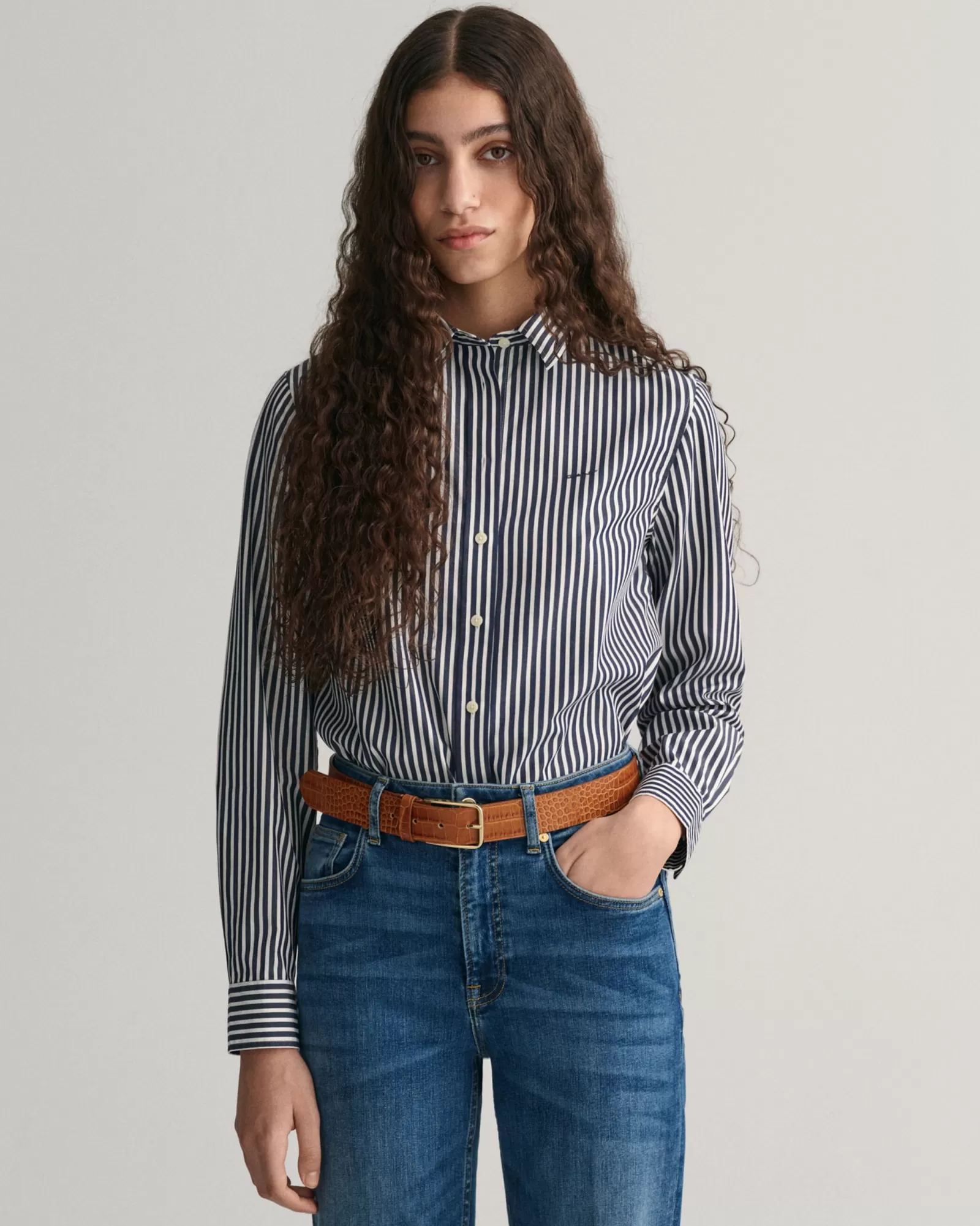 Women GANT Shirts*Regular Fit Striped Poplin Shirt CLASSIC BLUE