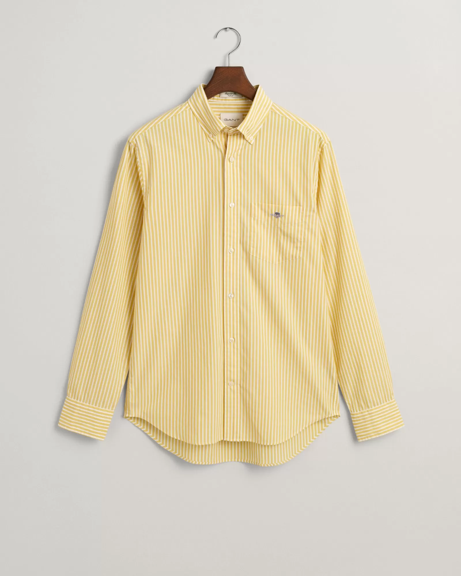 Men GANT Shirts*Regular Fit Striped Poplin Shirt PARCHMENT YELLOW