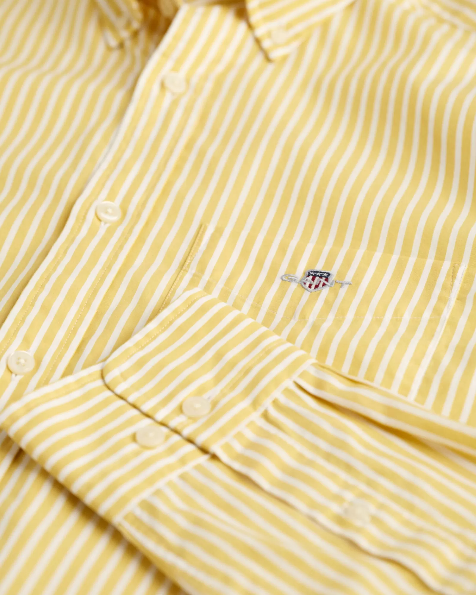 Men GANT Shirts*Regular Fit Striped Poplin Shirt PARCHMENT YELLOW