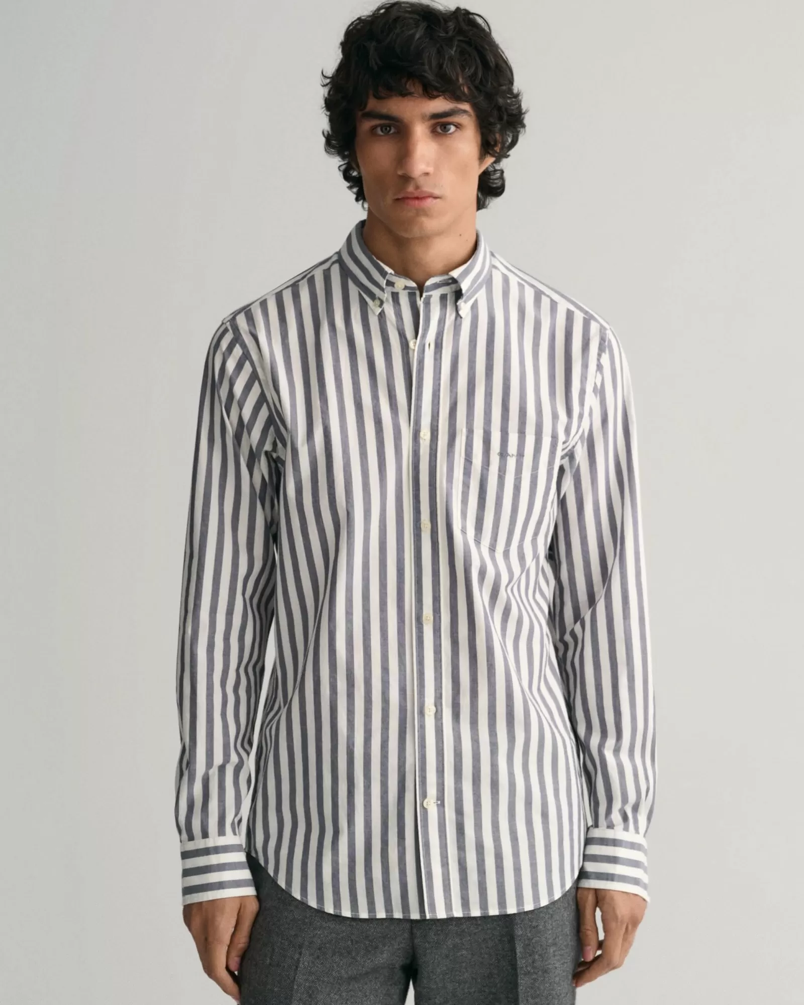 Men GANT Shirts*Regular Fit Striped Poplin Shirt CLASSIC BLUE